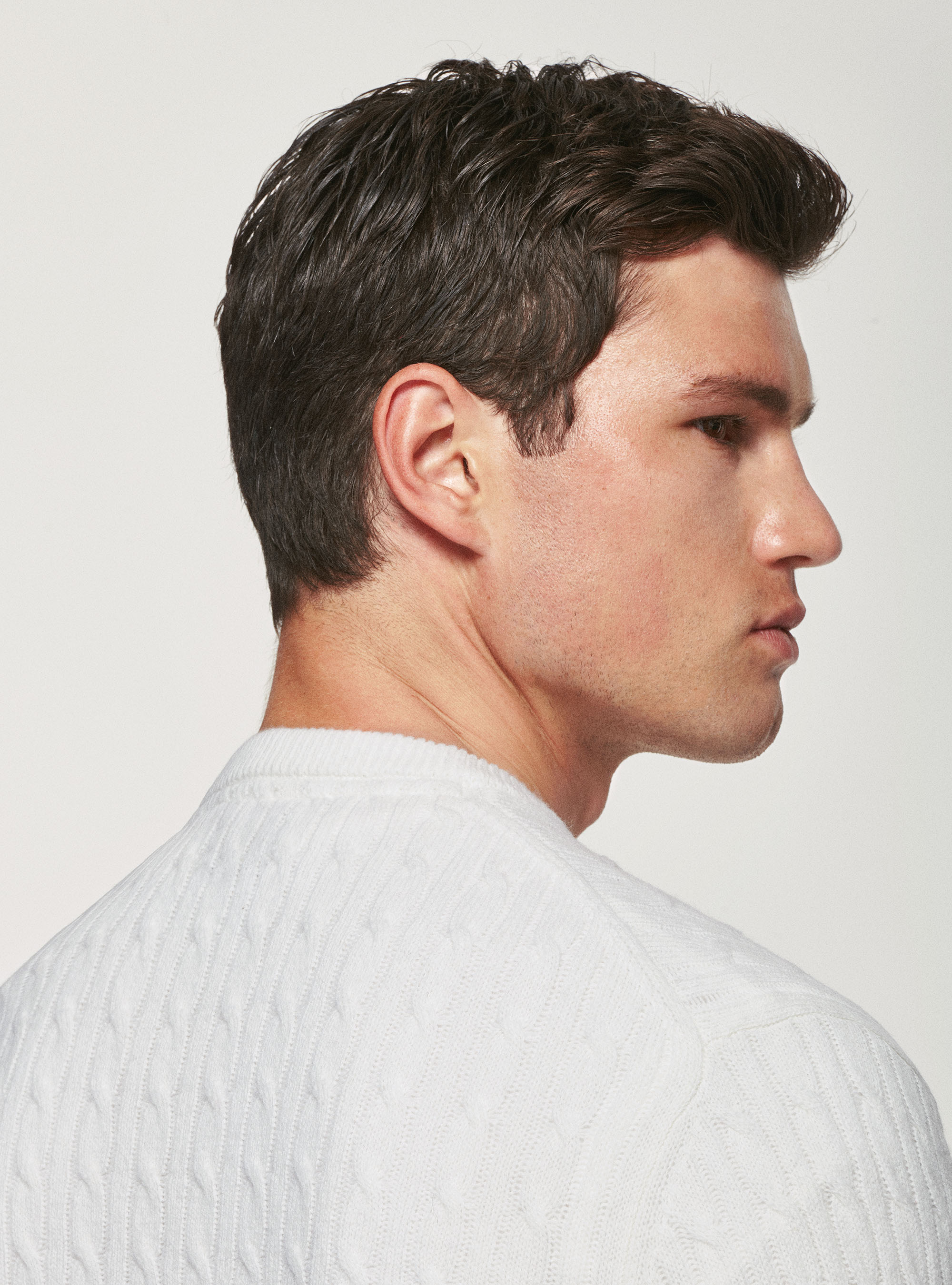 Braided lambswool sweater, WHITE