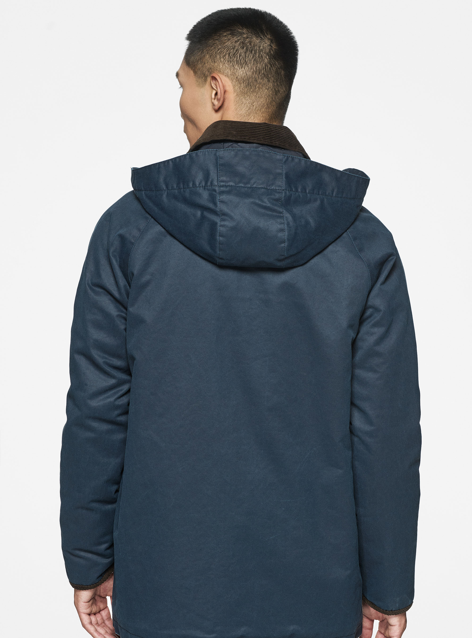 Giacca cerata in misto cotone, BLU NAVY