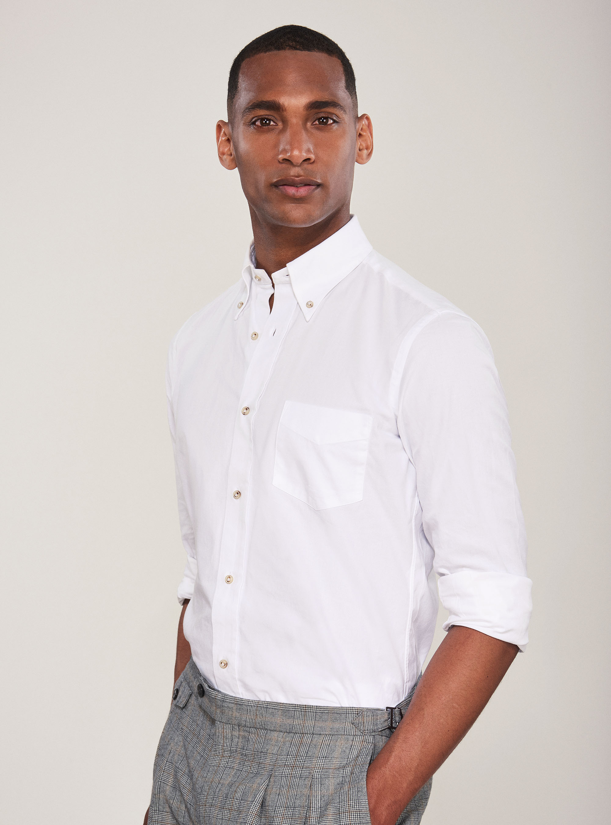Camicia comfort in oxford di cotone, BIANCO