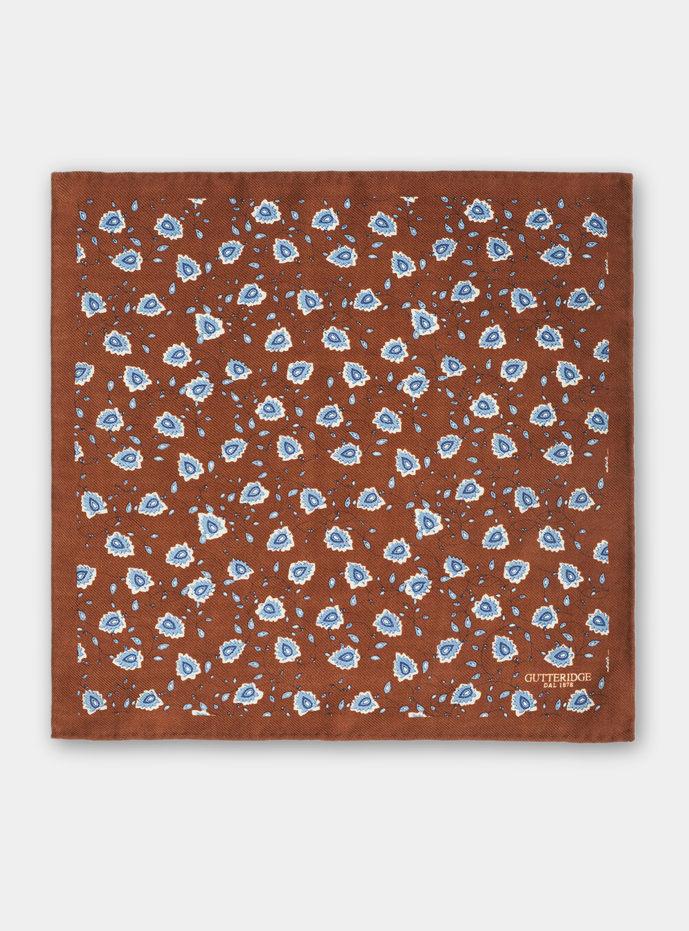 Flower print wool pocket square, MULTICOLOR