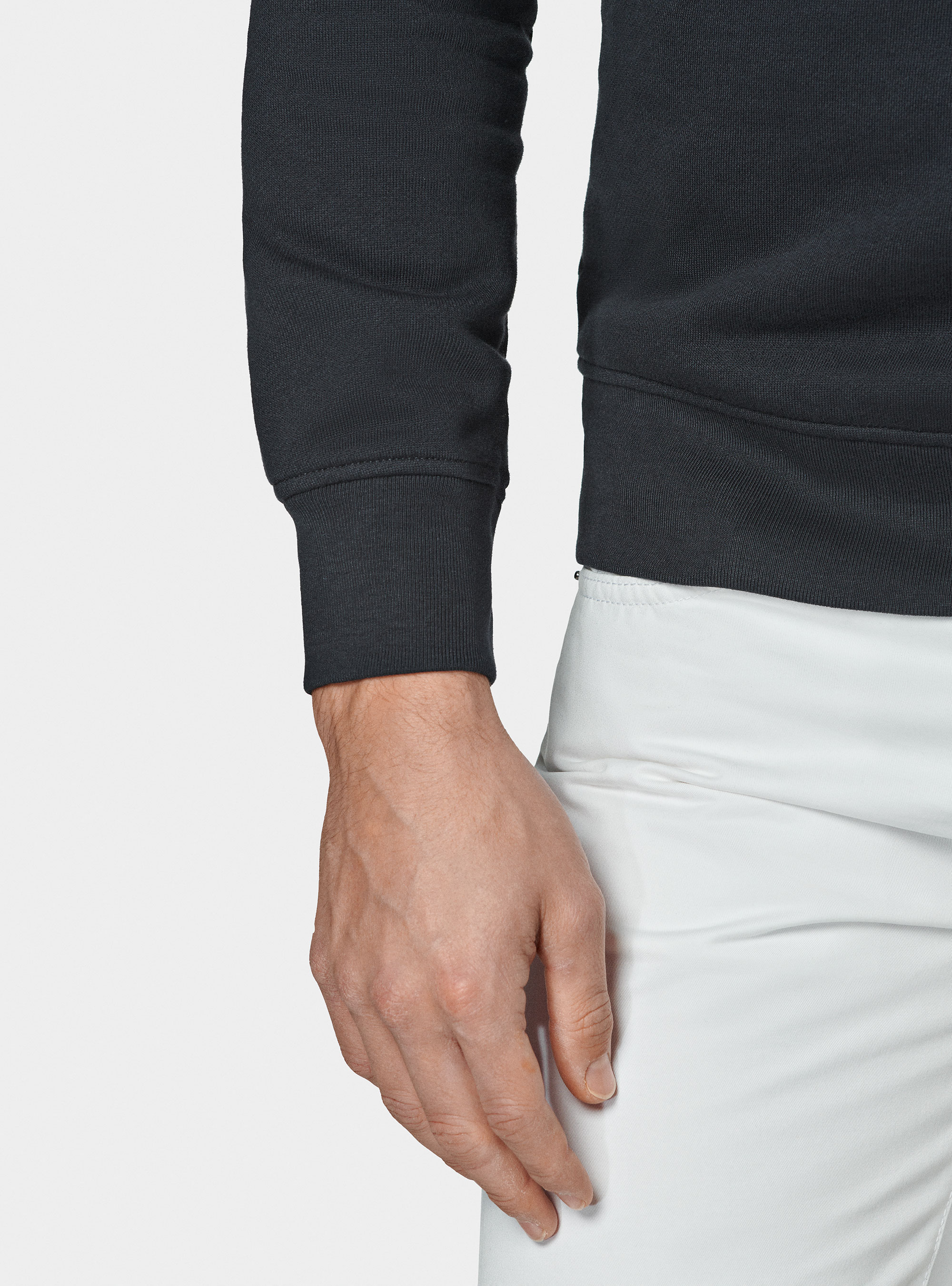 Felpa girocollo con stampa, BLU NAVY