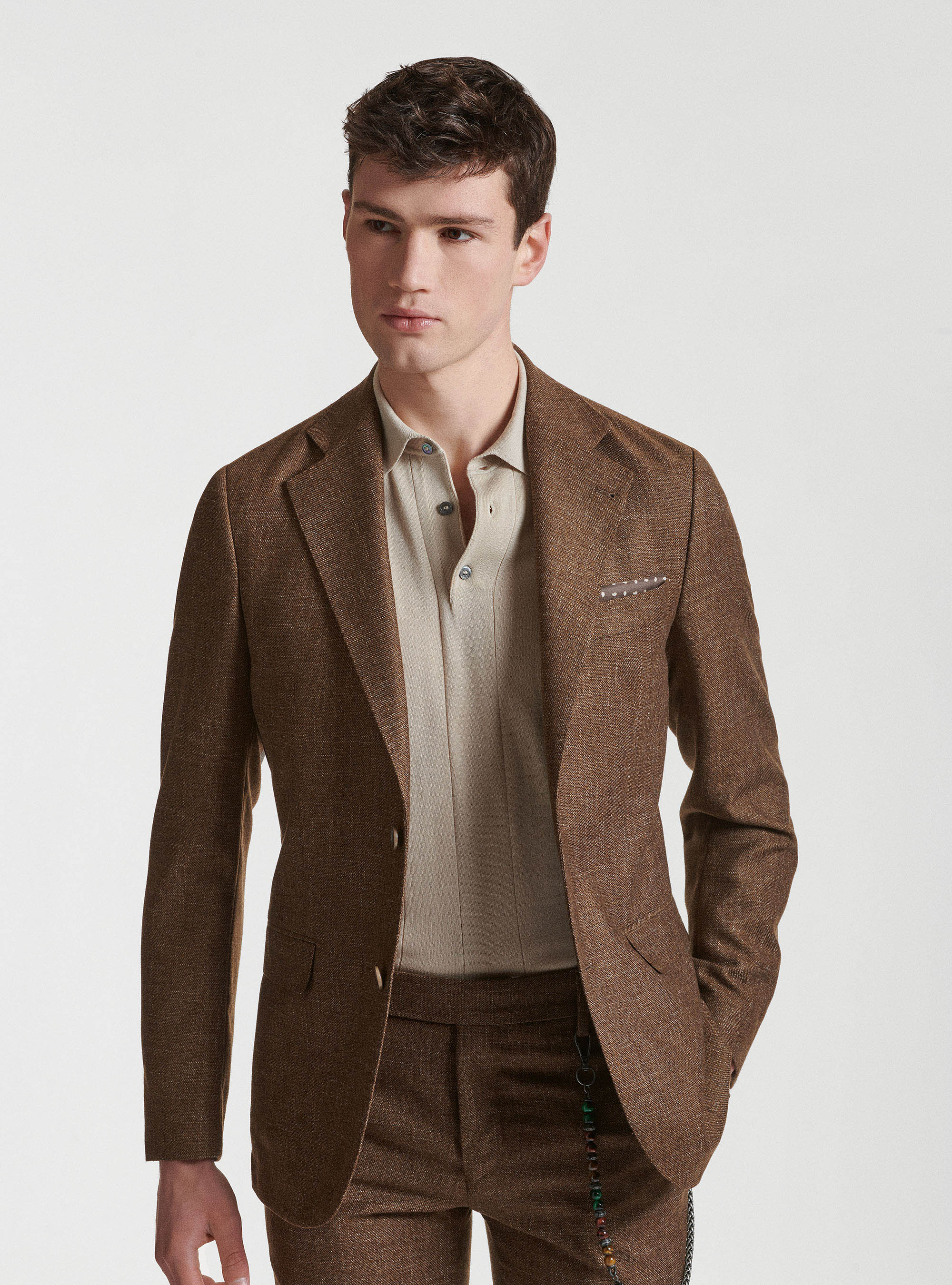 Gutteridge - Giacca per abito in lana cotone e lino Marlane, Unisex, Tabacco, Taglia: 50