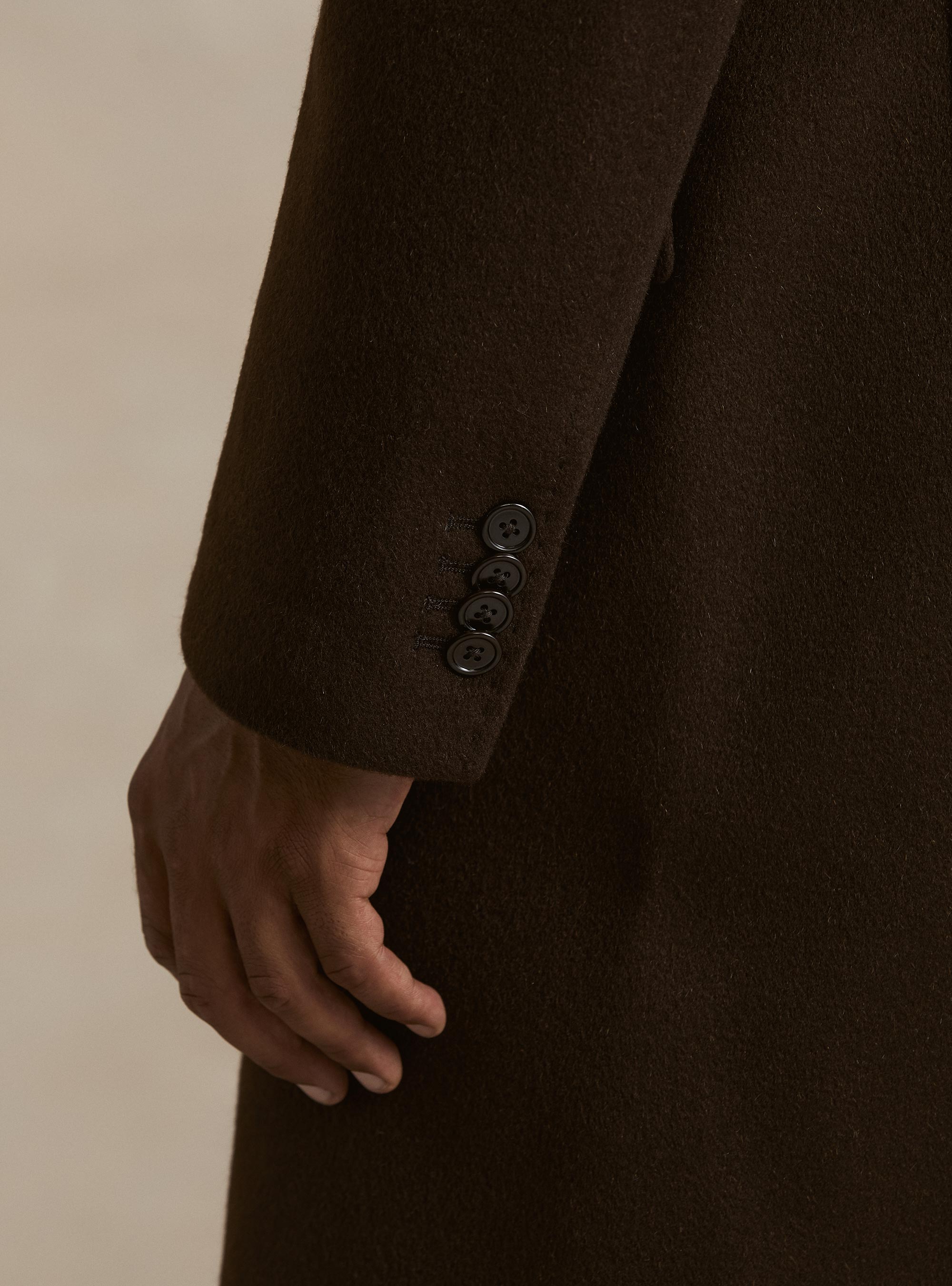 Double-breasted cashmere coat, BROWN