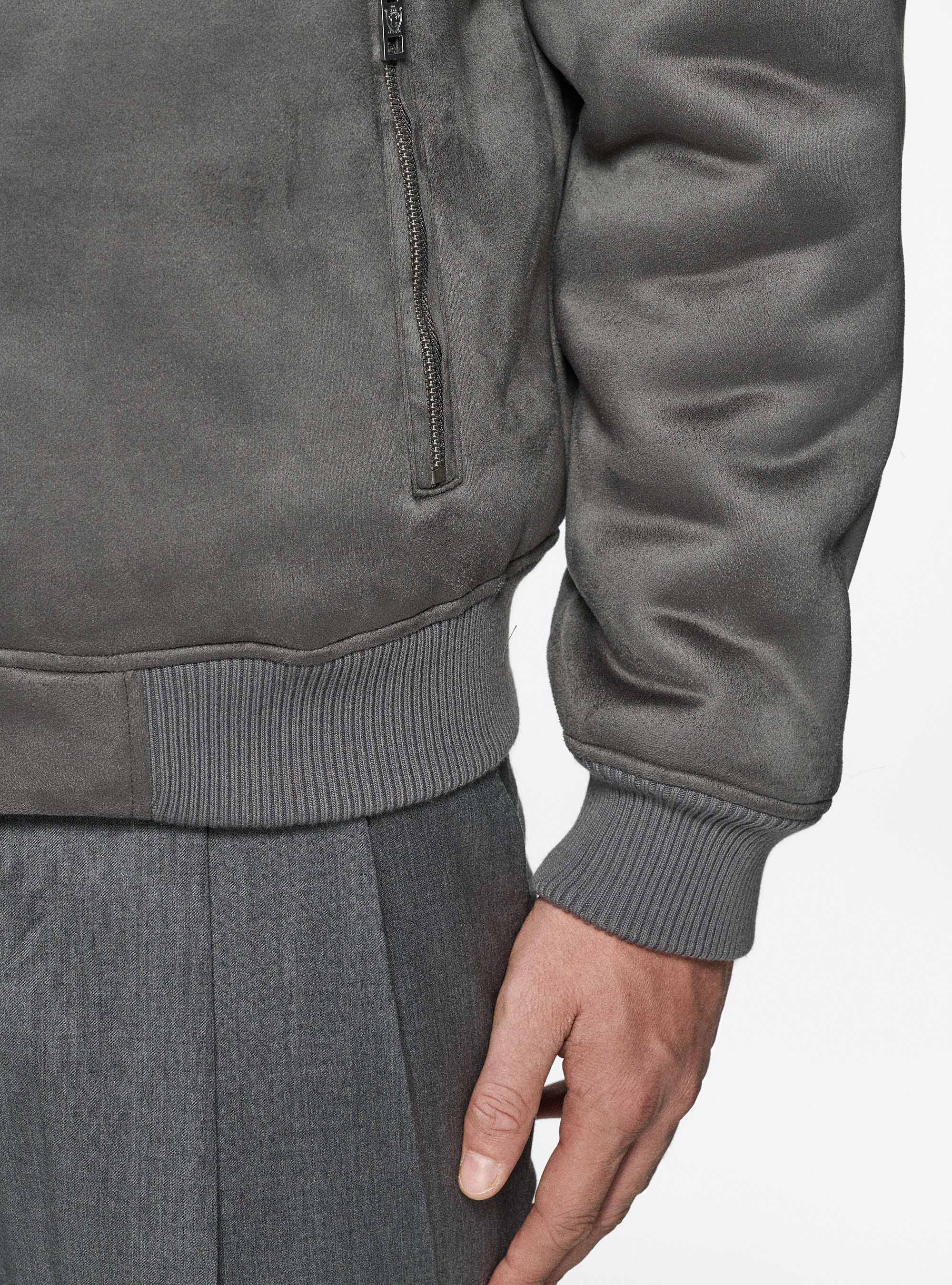 Montone effetto suede, GRIGIO CHIARO