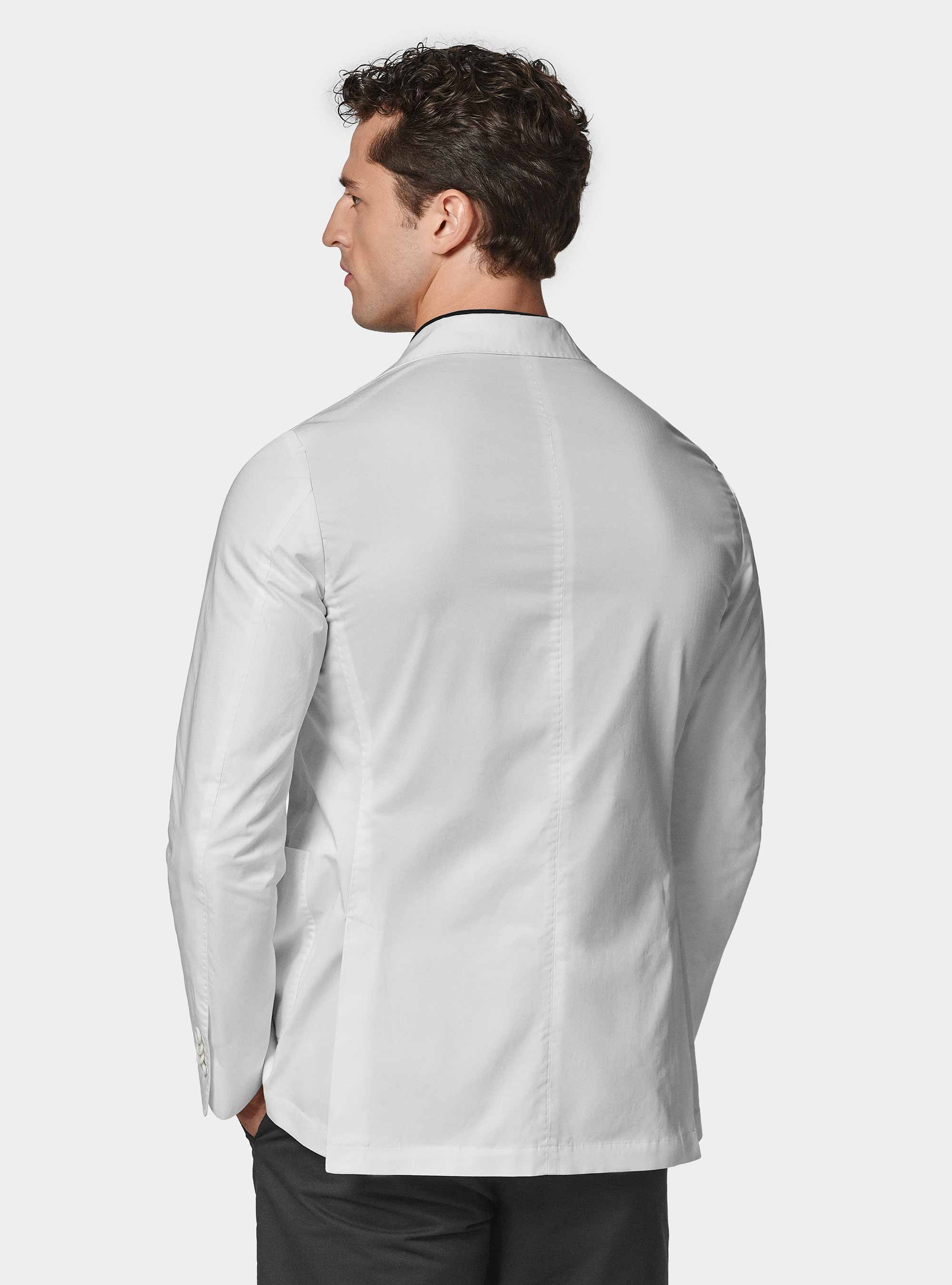 Cotton poplin blazer, WHITE