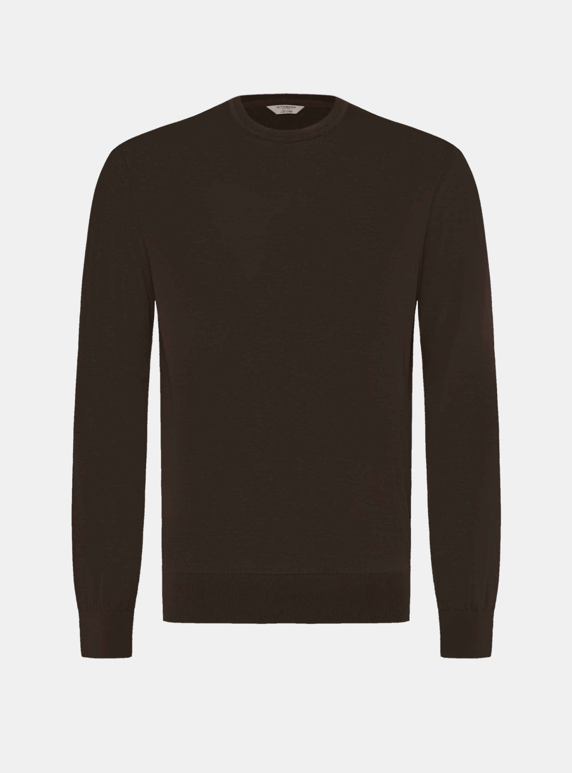 Cotton and silk crew neck sweater, BROWN