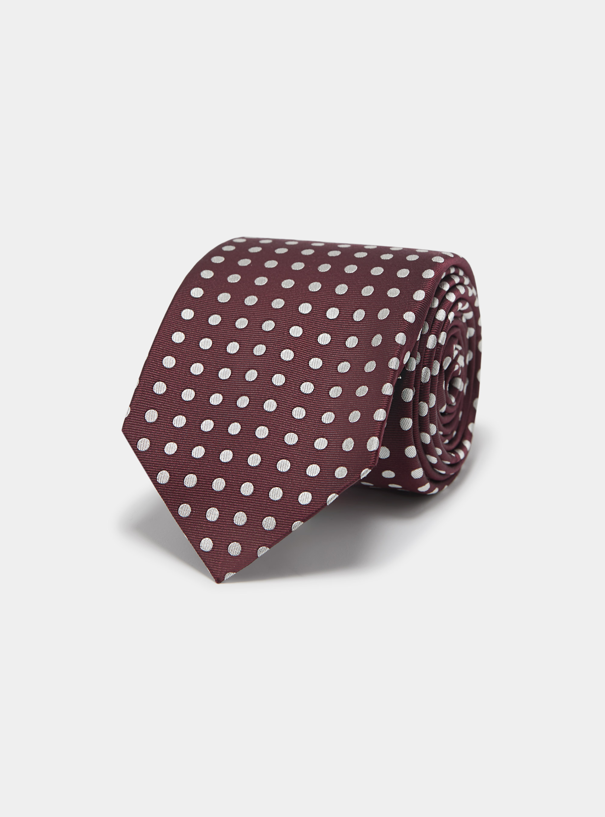 Polka Dot Silk Tie, BORDEAUX