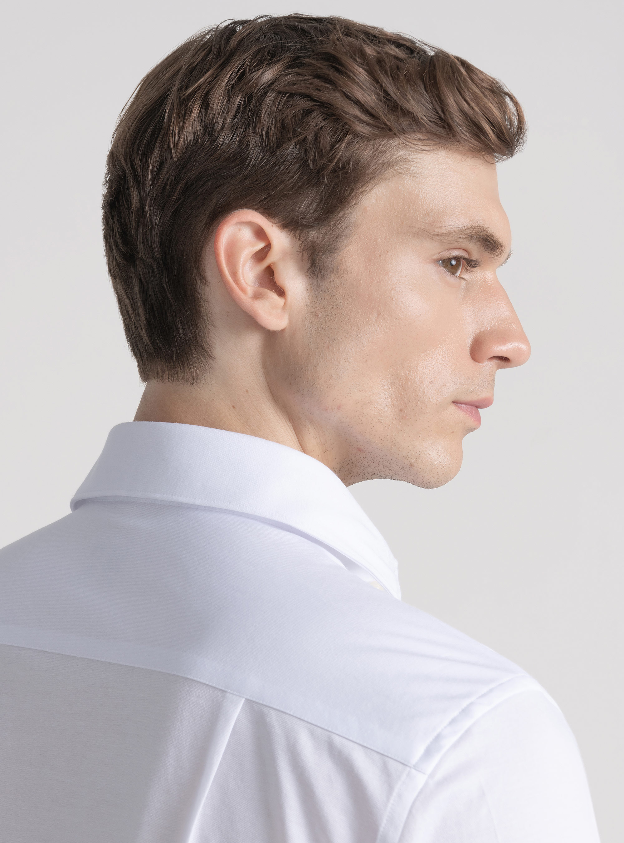 Cotton blend jersey shirt, WHITE