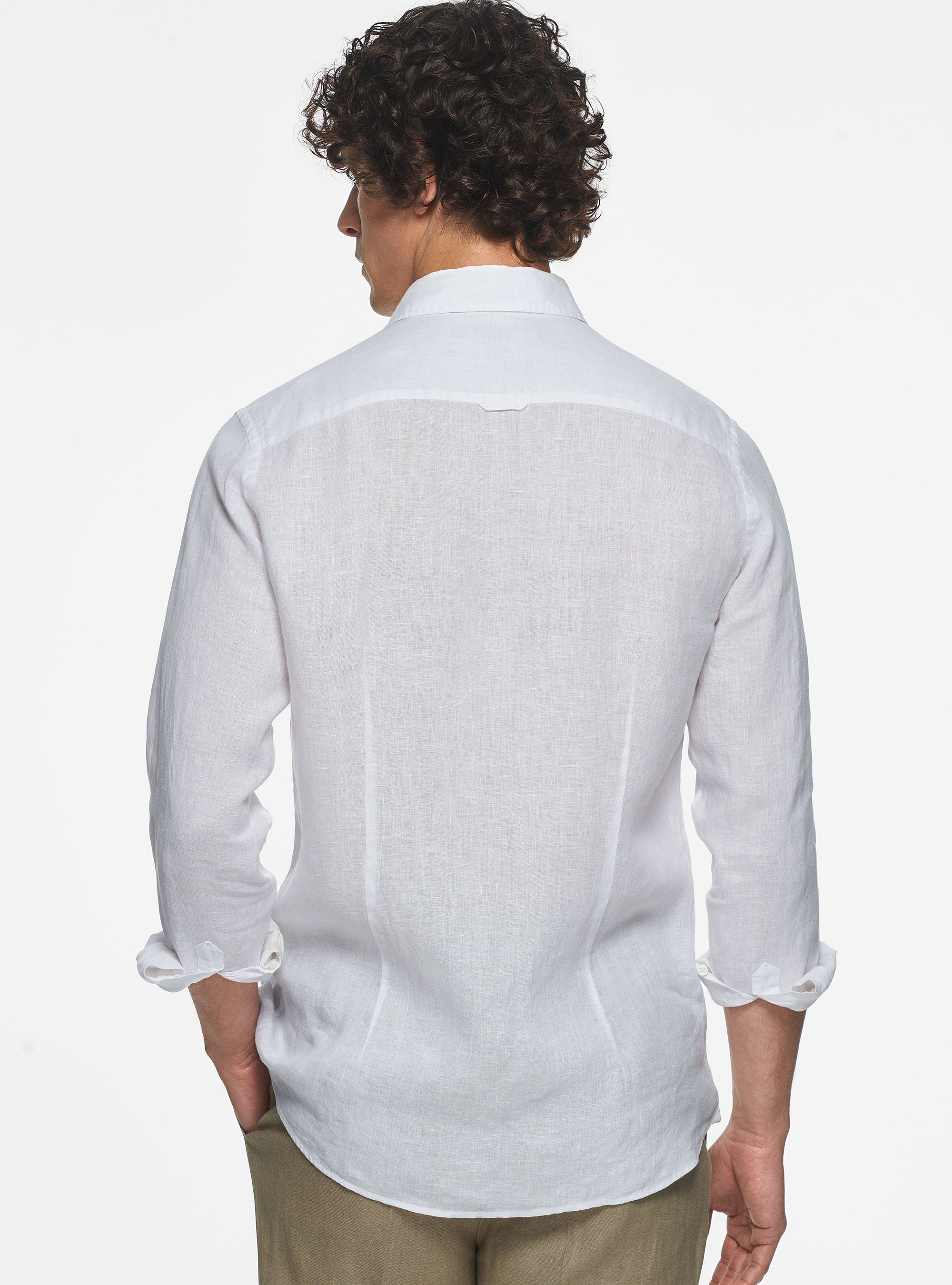 Camisa de lino puro, BLANCO