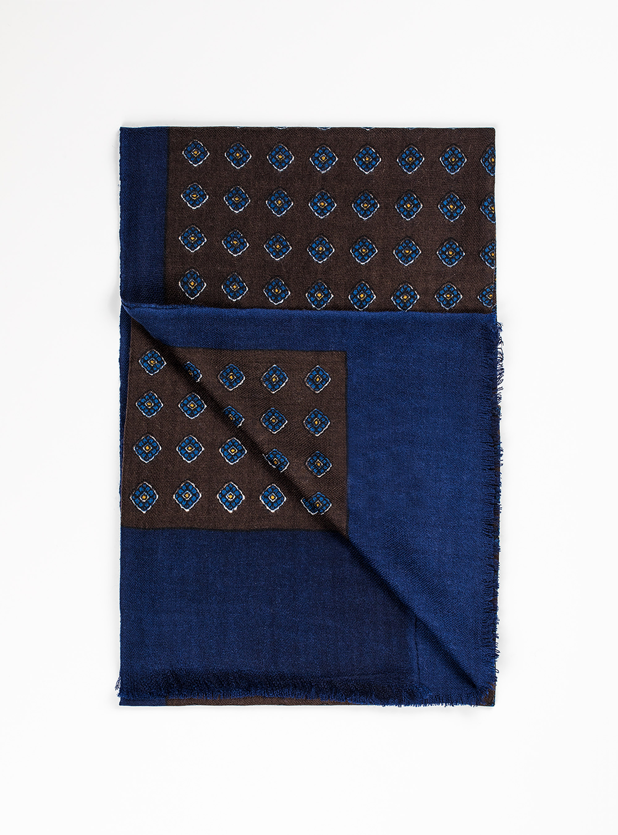 Sciarpa stampata 100% lana, BROWN