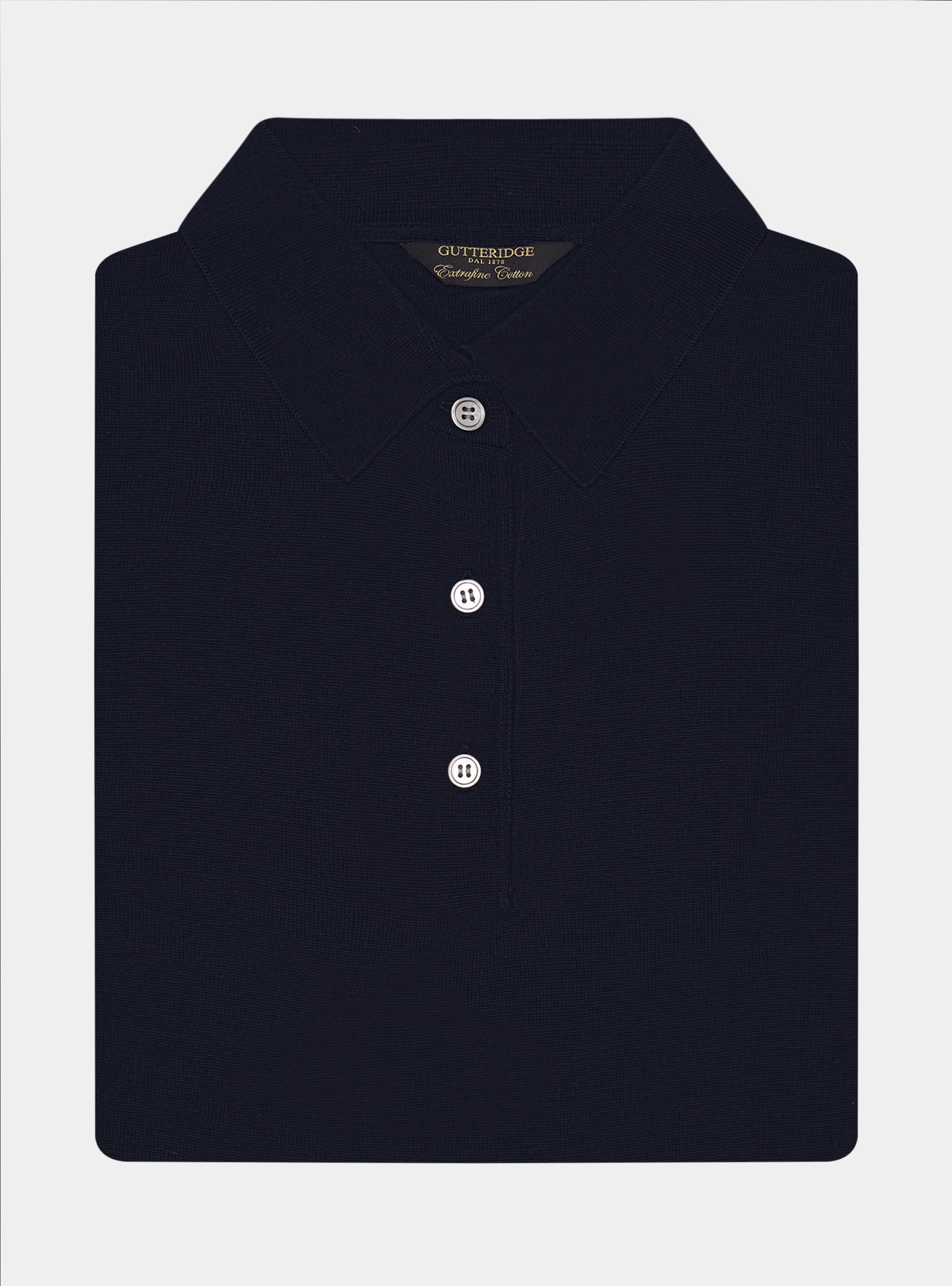 Polo de punto de algodón extrafino, AZUL MARINO