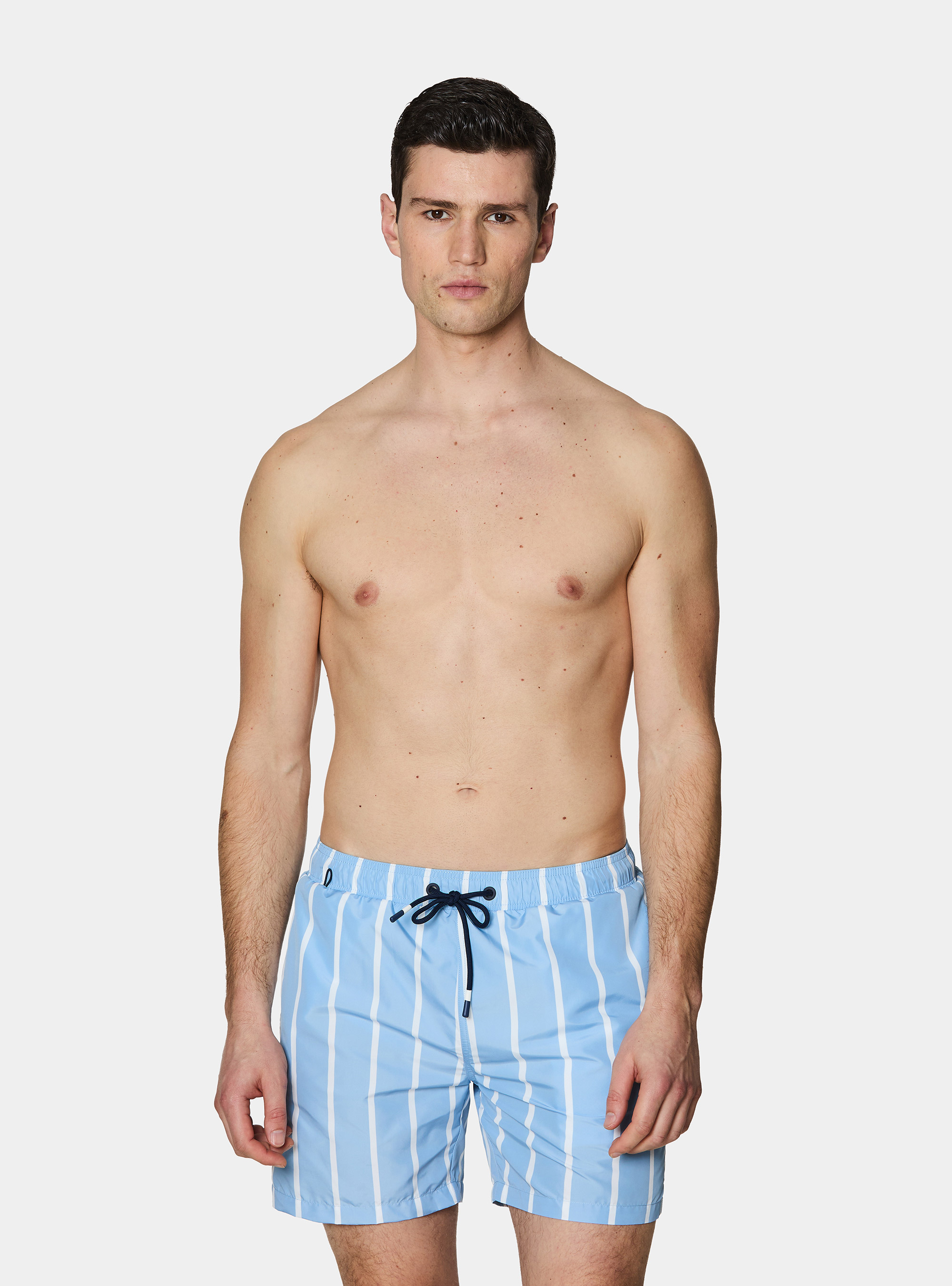 Costume da bagno stampato rigato, LIGHT BLUE