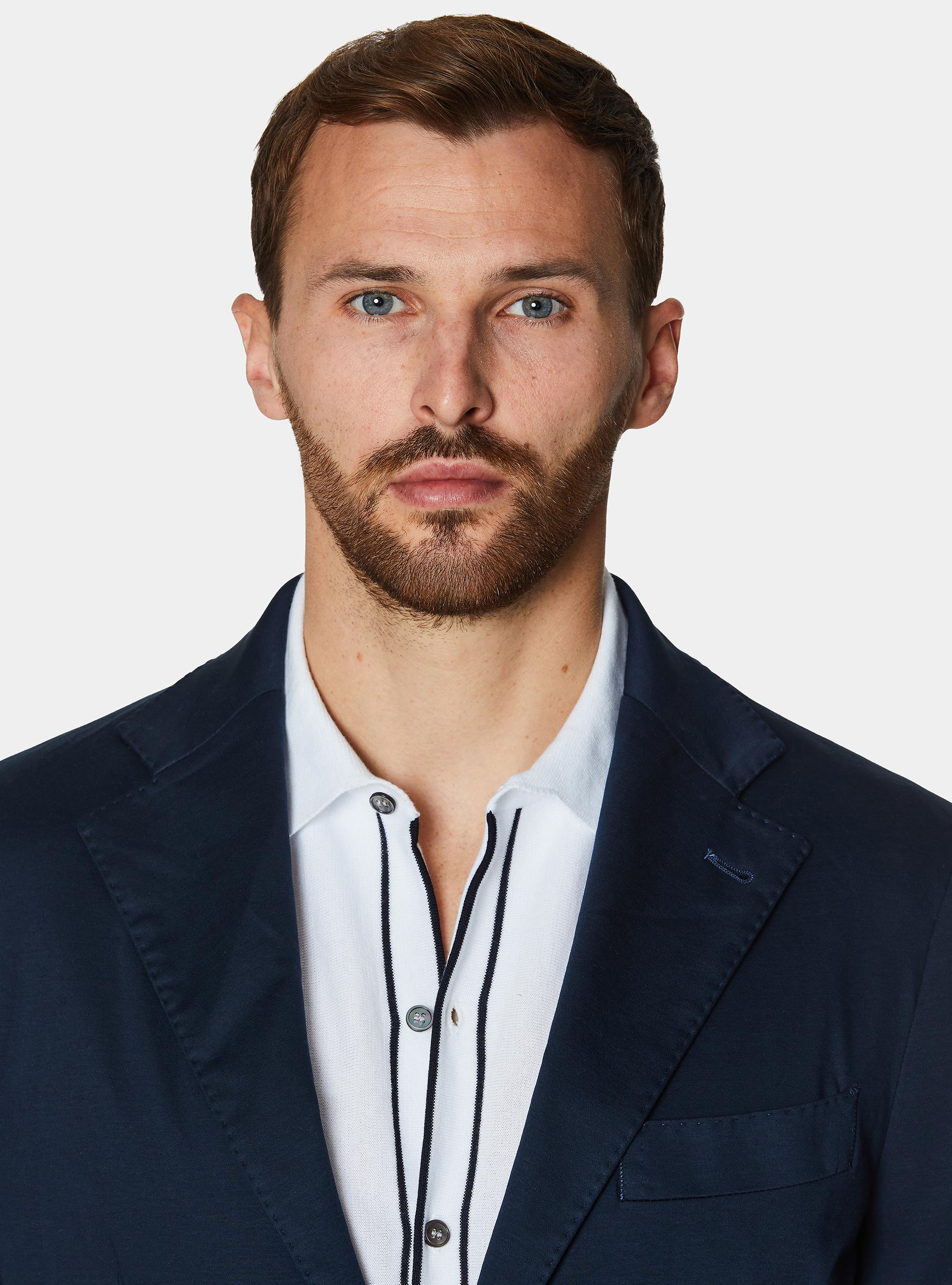 Technical cotton jersey blazer, NAVY BLUE