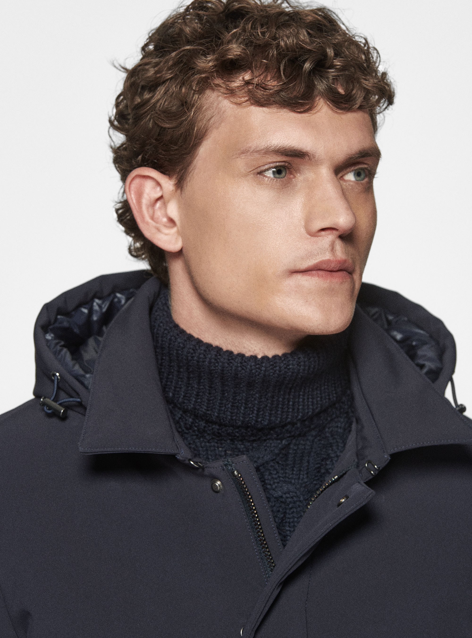 Parka tecnico con cappuccio, BLU NAVY