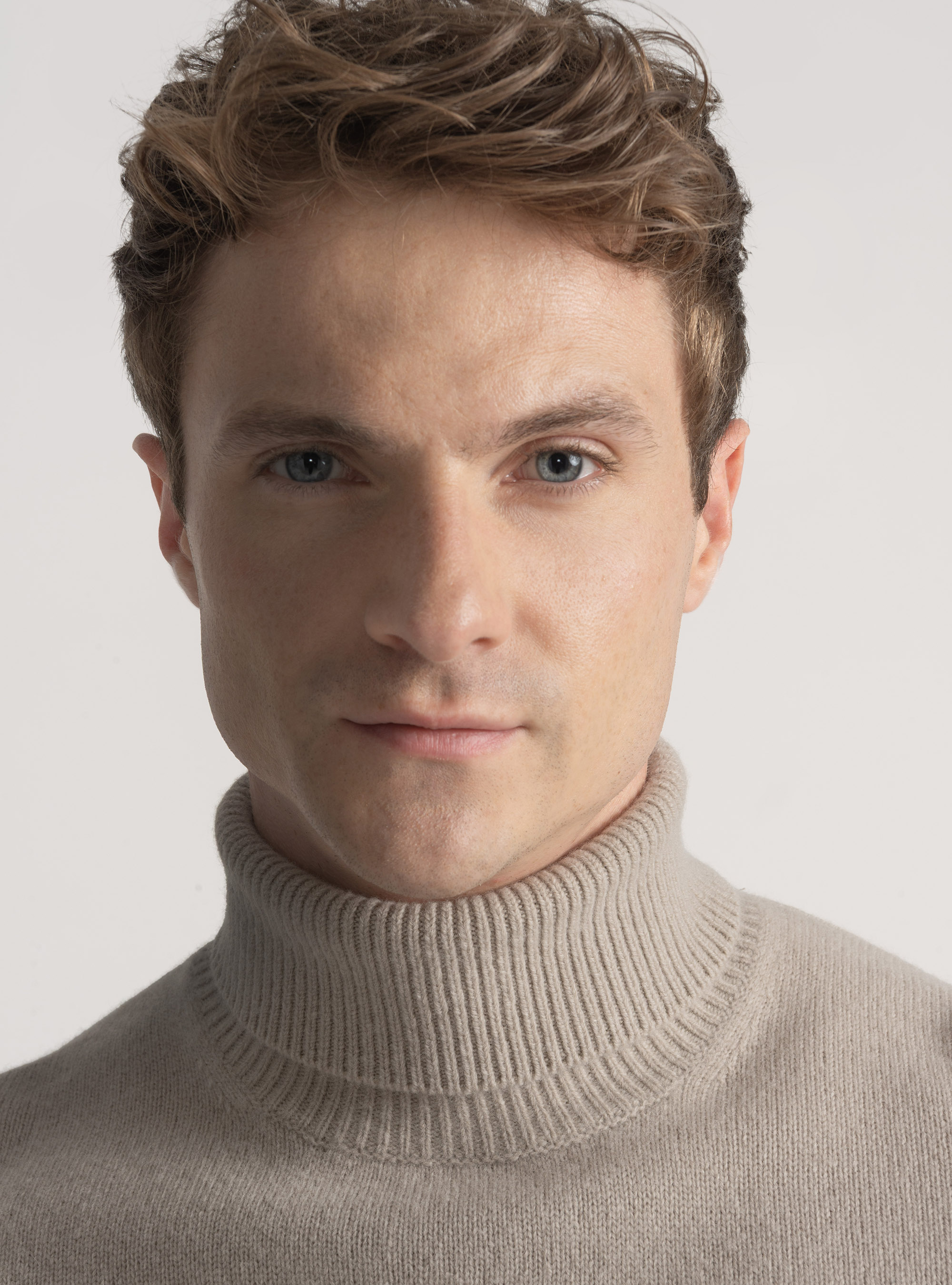 Merino wool turtleneck sweater, SAND