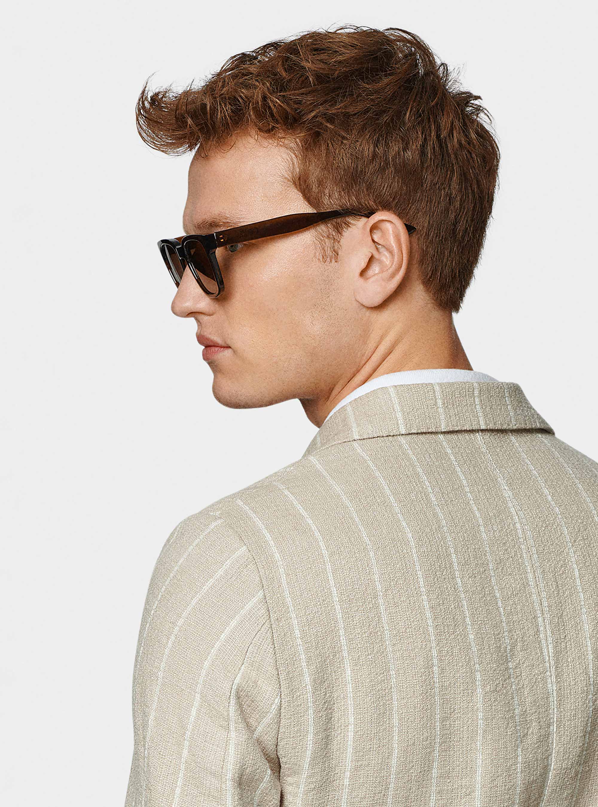 Pure linen crepe suit blazer, SAND