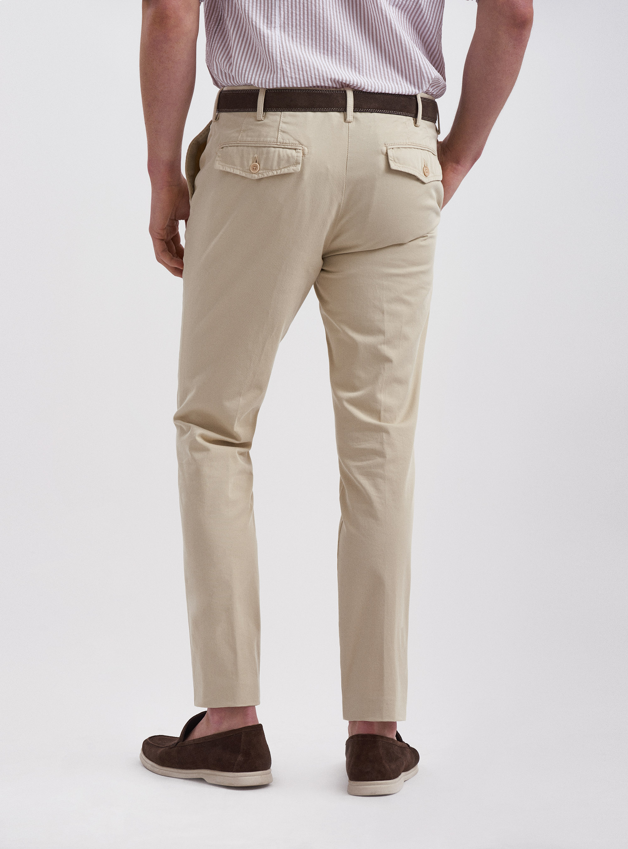 Pantaloni chino in twill slim fit, ECRU