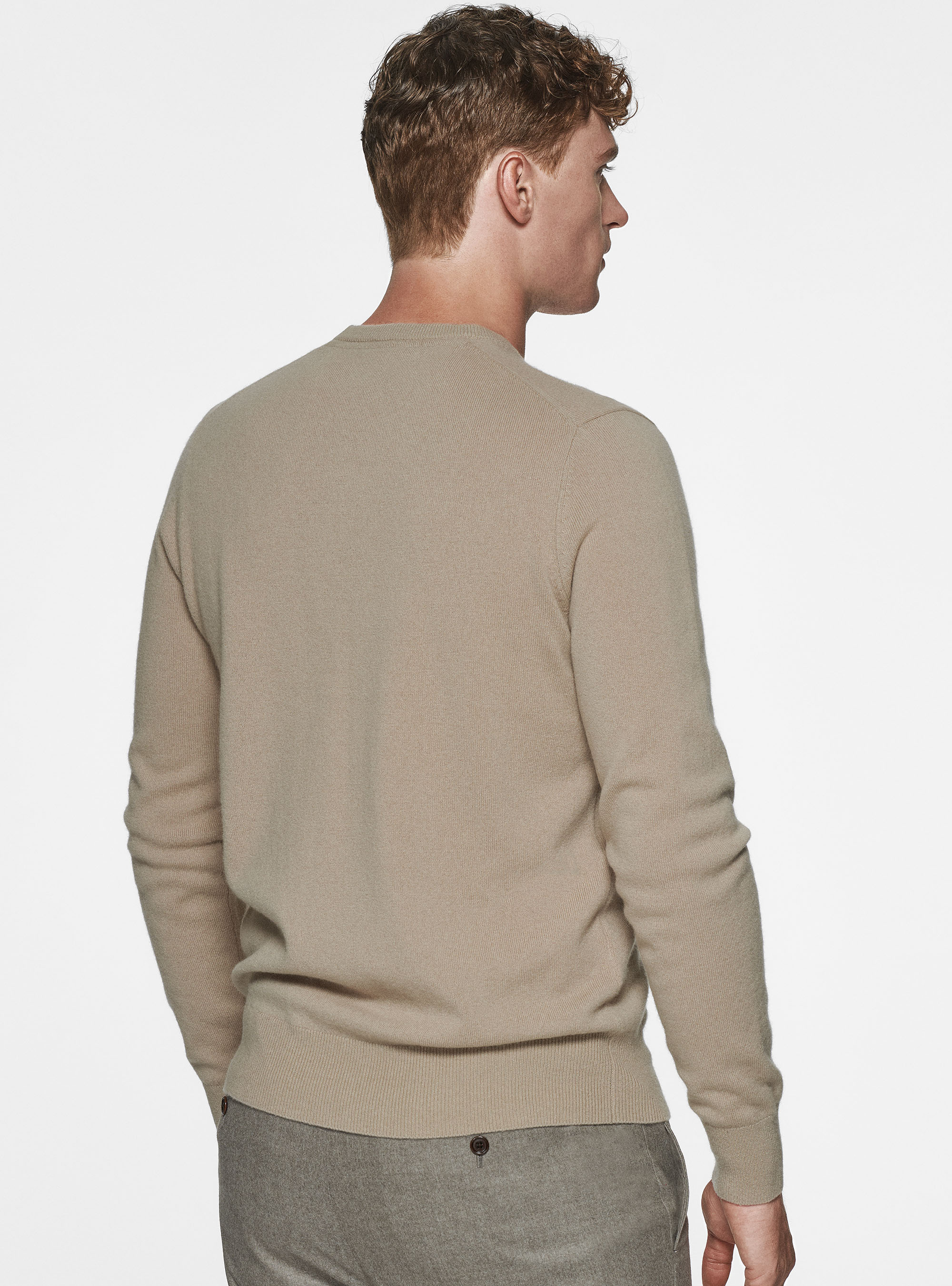 Cashmere blend crew-neck sweater, SAND