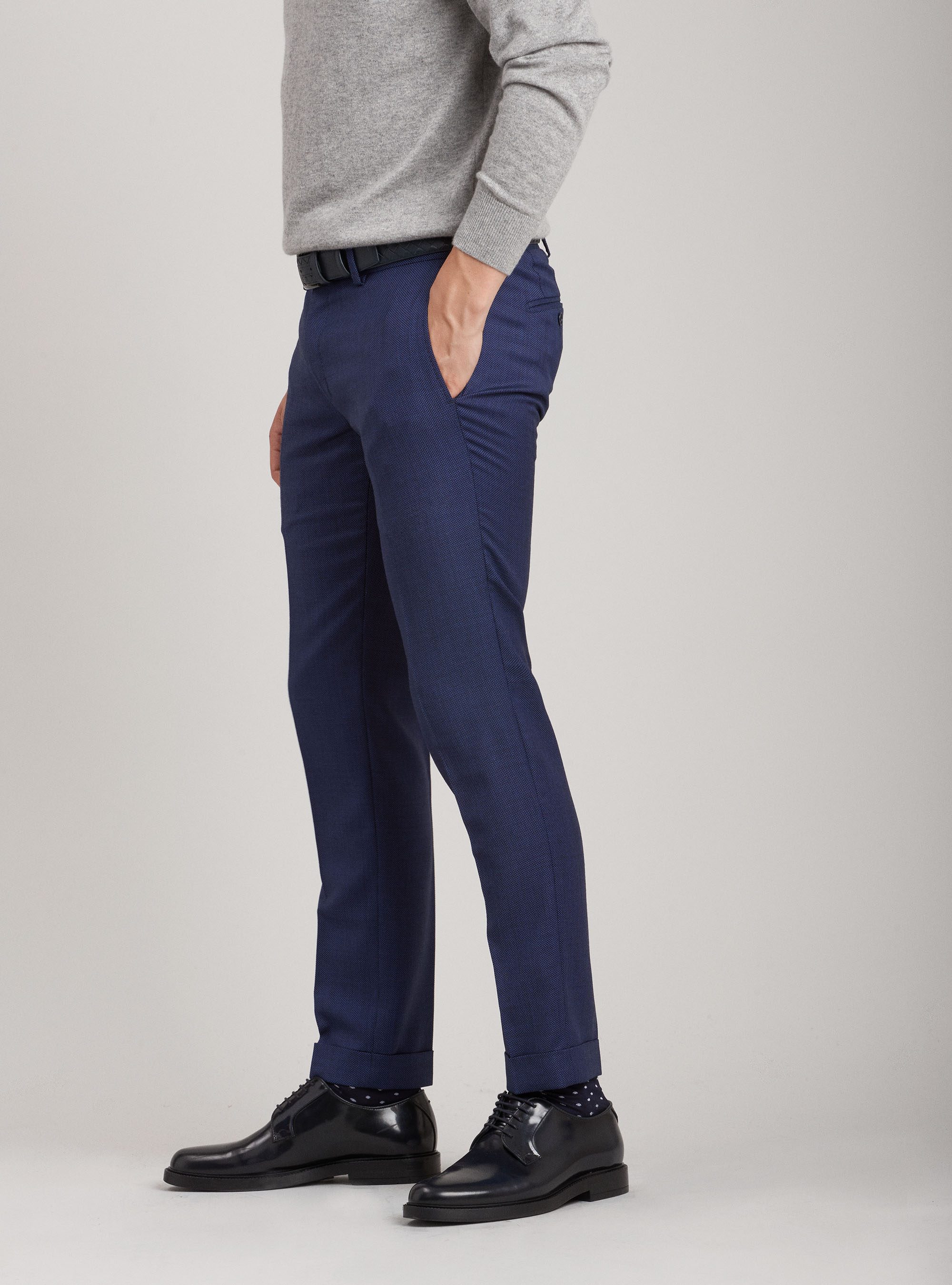 Pure wool partridge eye suit trousers in pure wool, BLUE