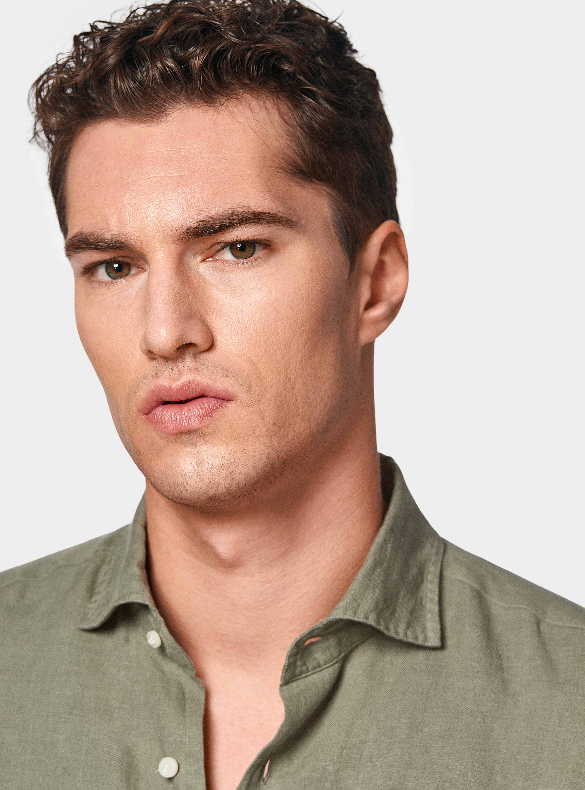 Camicia in puro lino, SALVIA 0602C