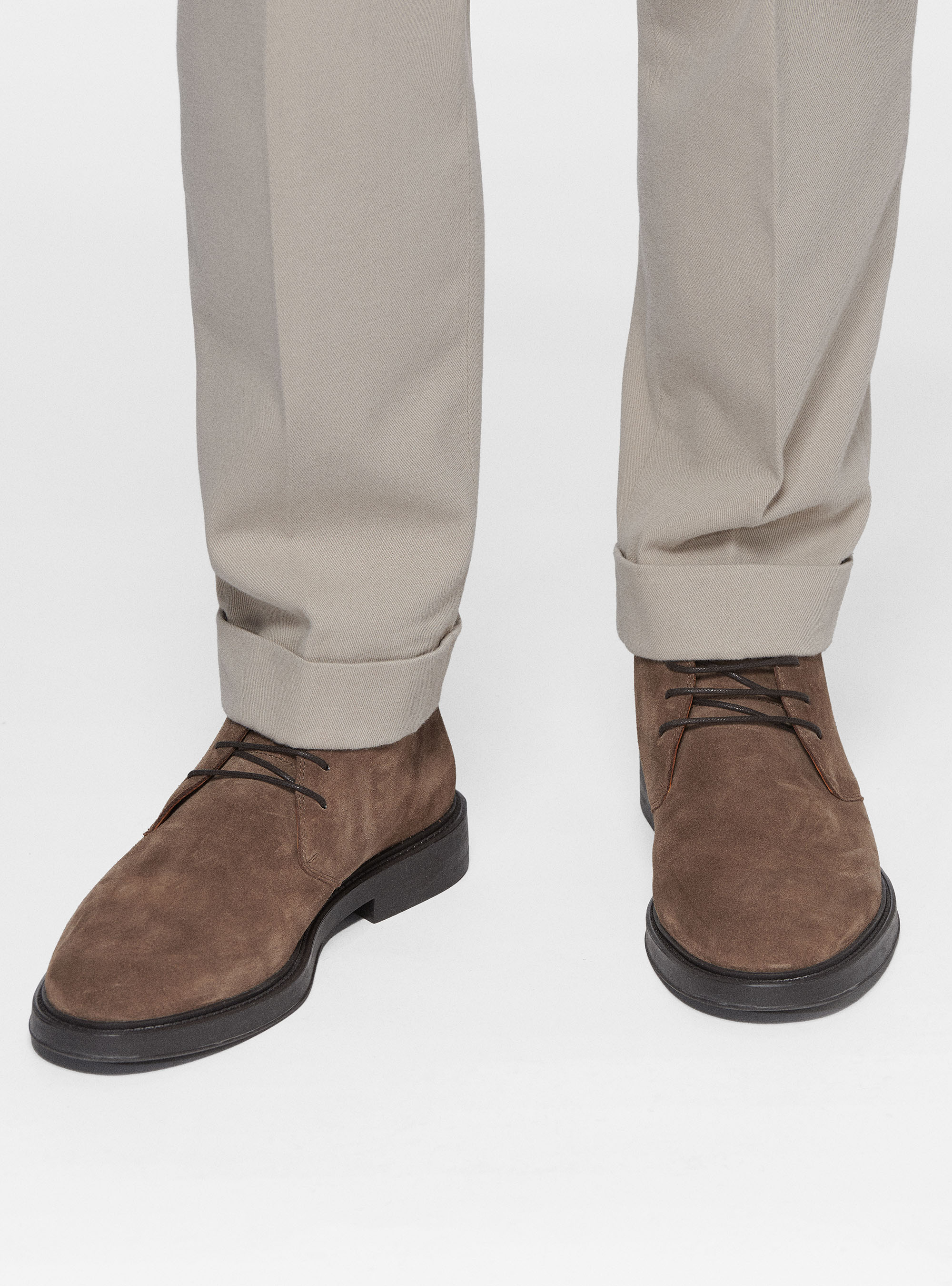 Pantaloni con pince in twill di cotone e cashmere, ECRU