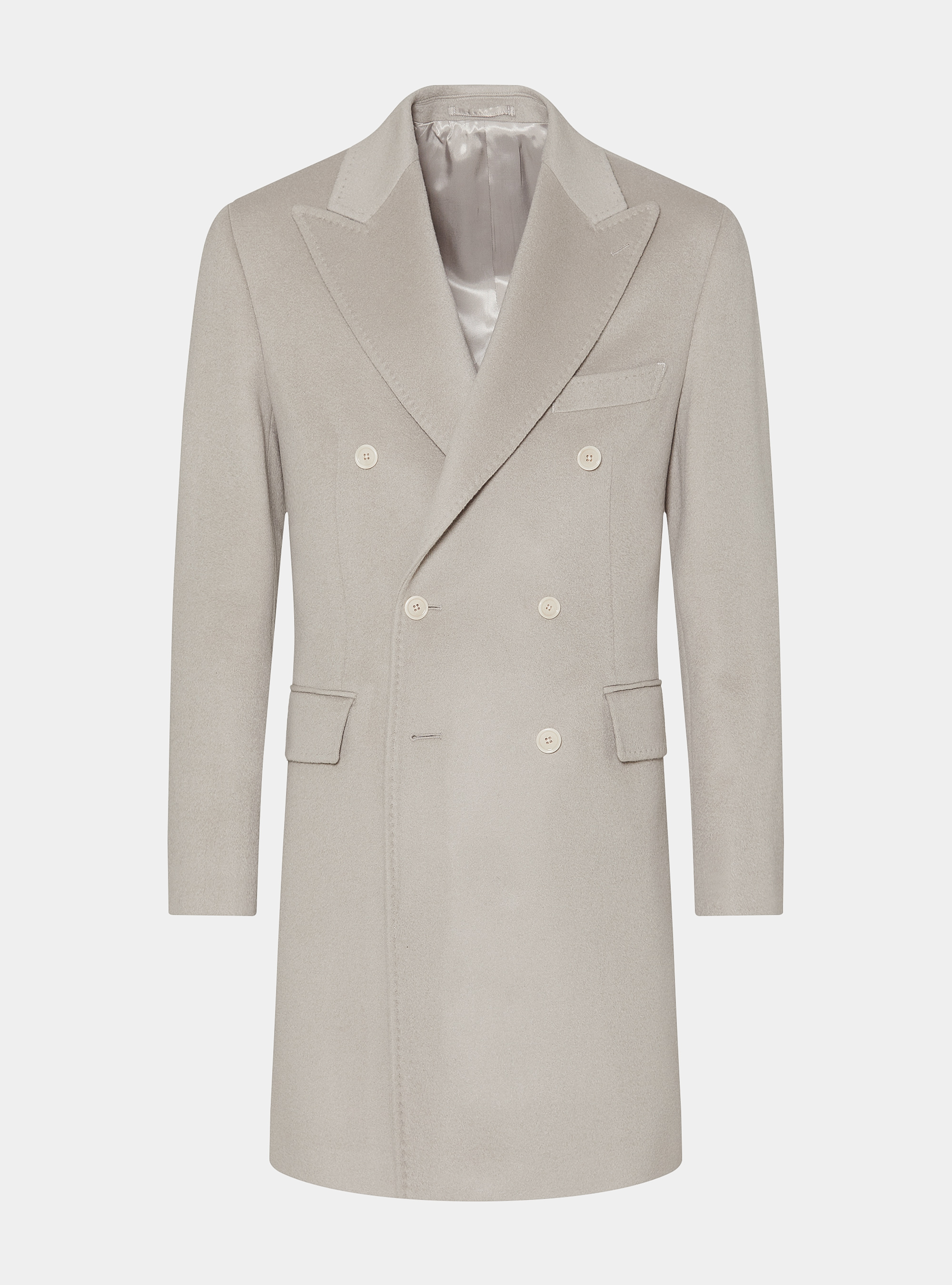 Abrigo de doble botonadura 100% cachemira, ECRU 0536C
