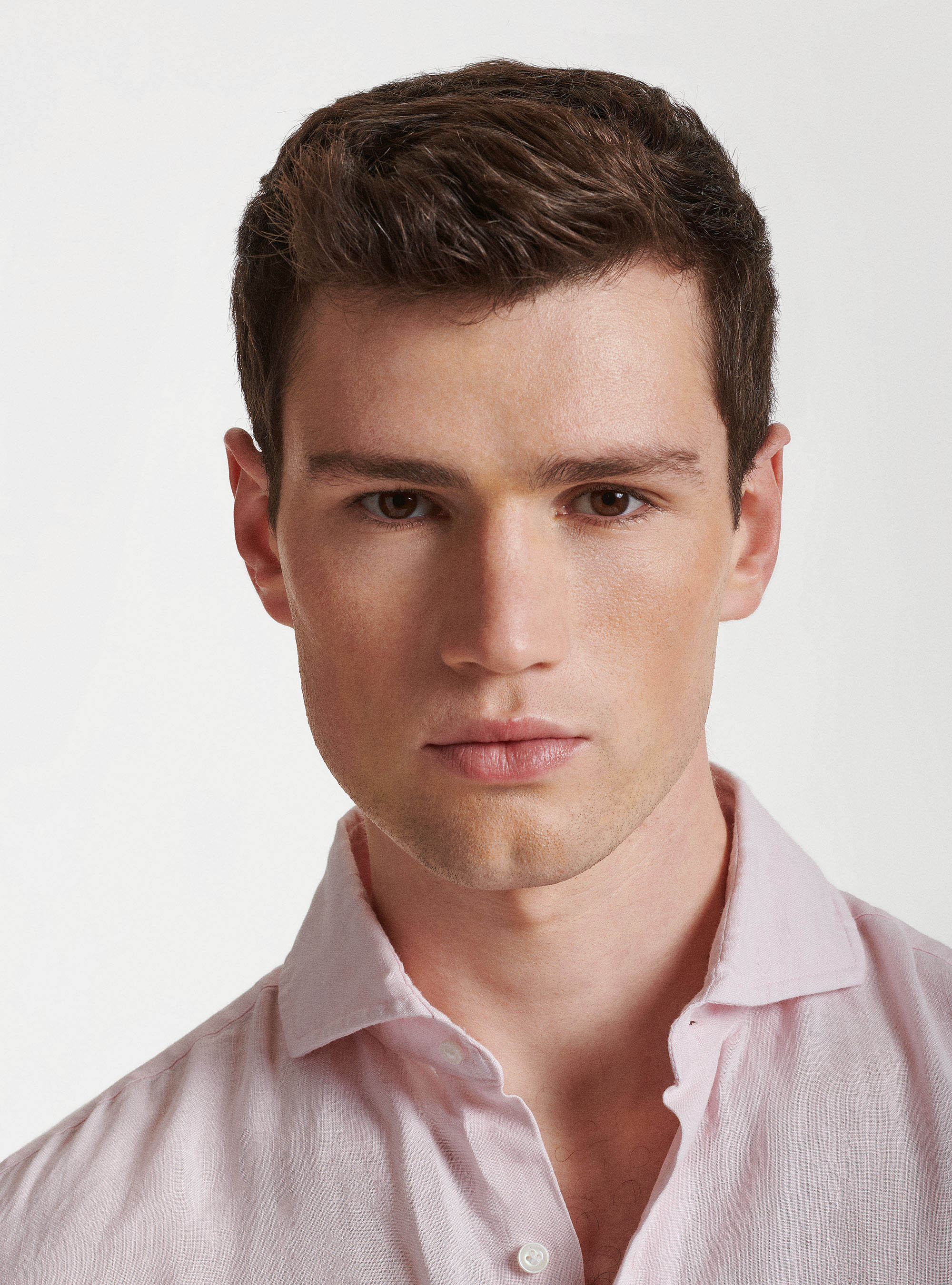 Chemise &agrave; col fran&ccedil;ais en pur lin, ROSE