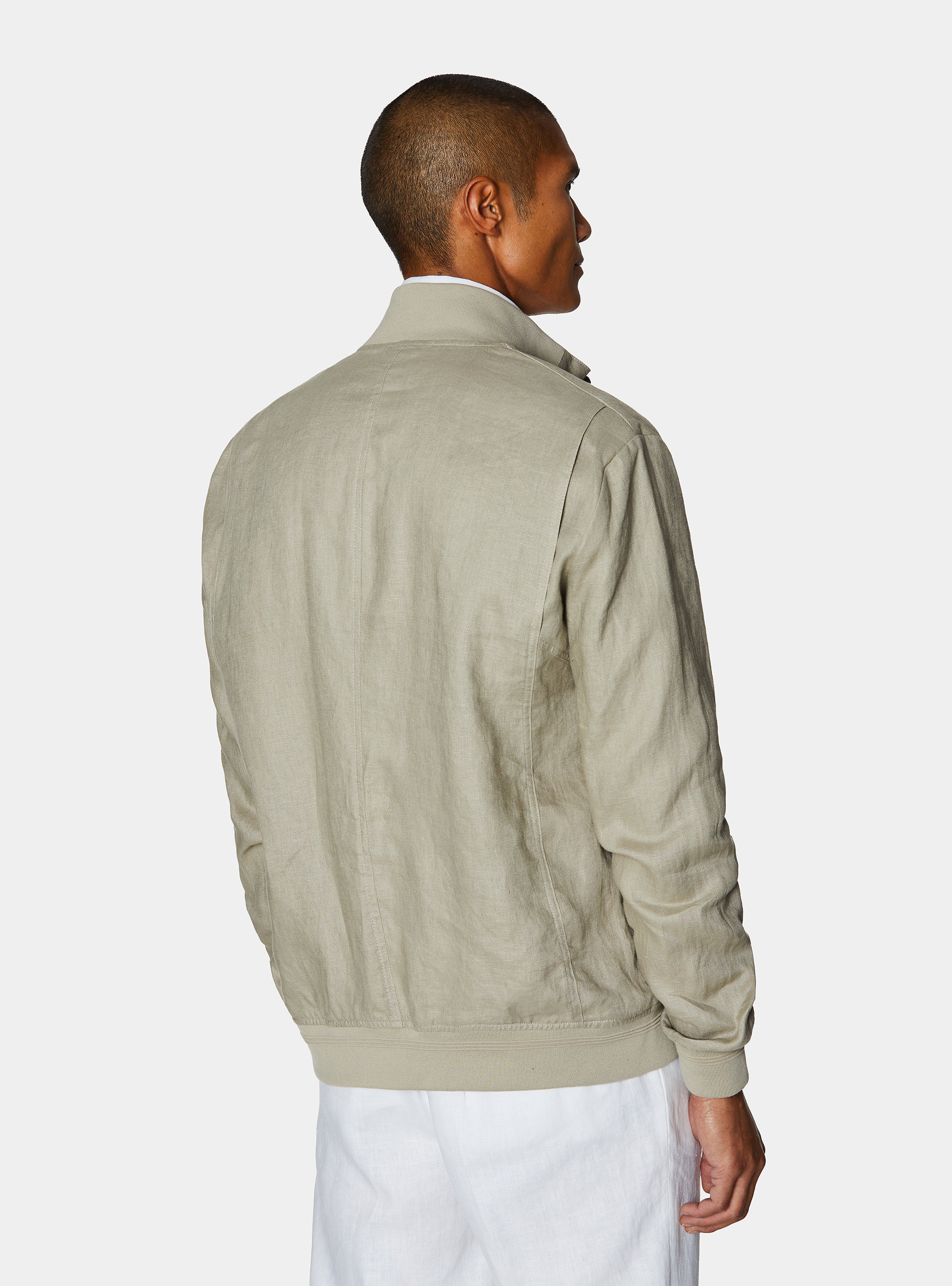 Pure linen bomber jacket, SAND