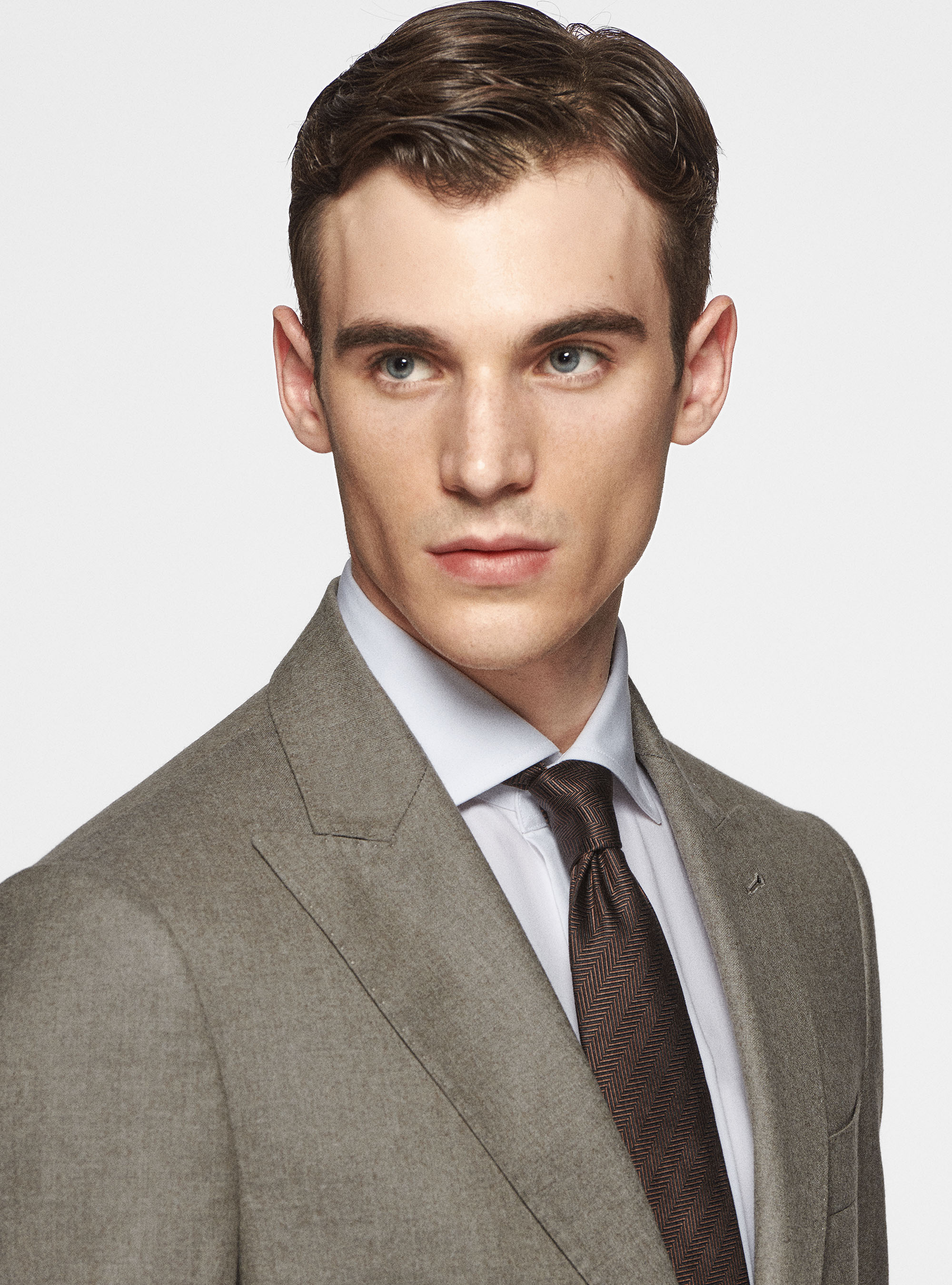 Giacca petto a lancia in flanella, SABBIA