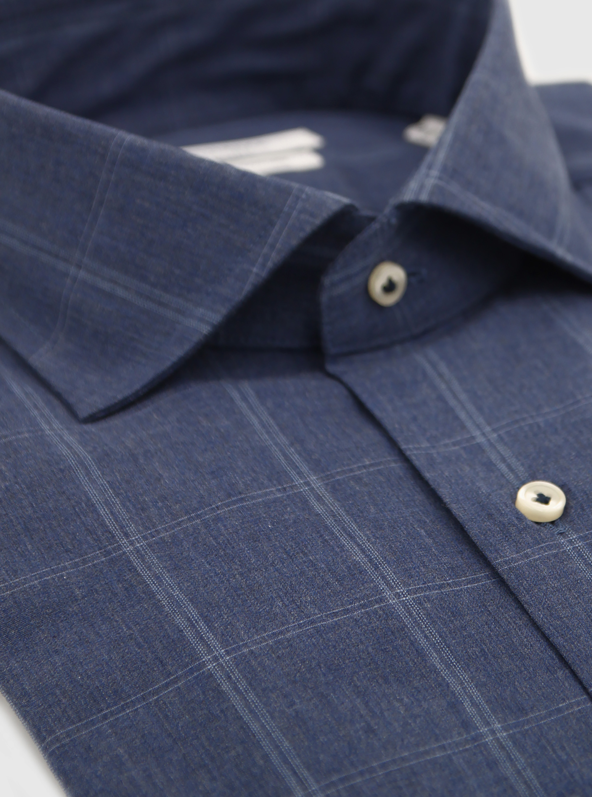 Chemise en coton &agrave; carreaux avec col fran&ccedil;ais, BLEU CIEL