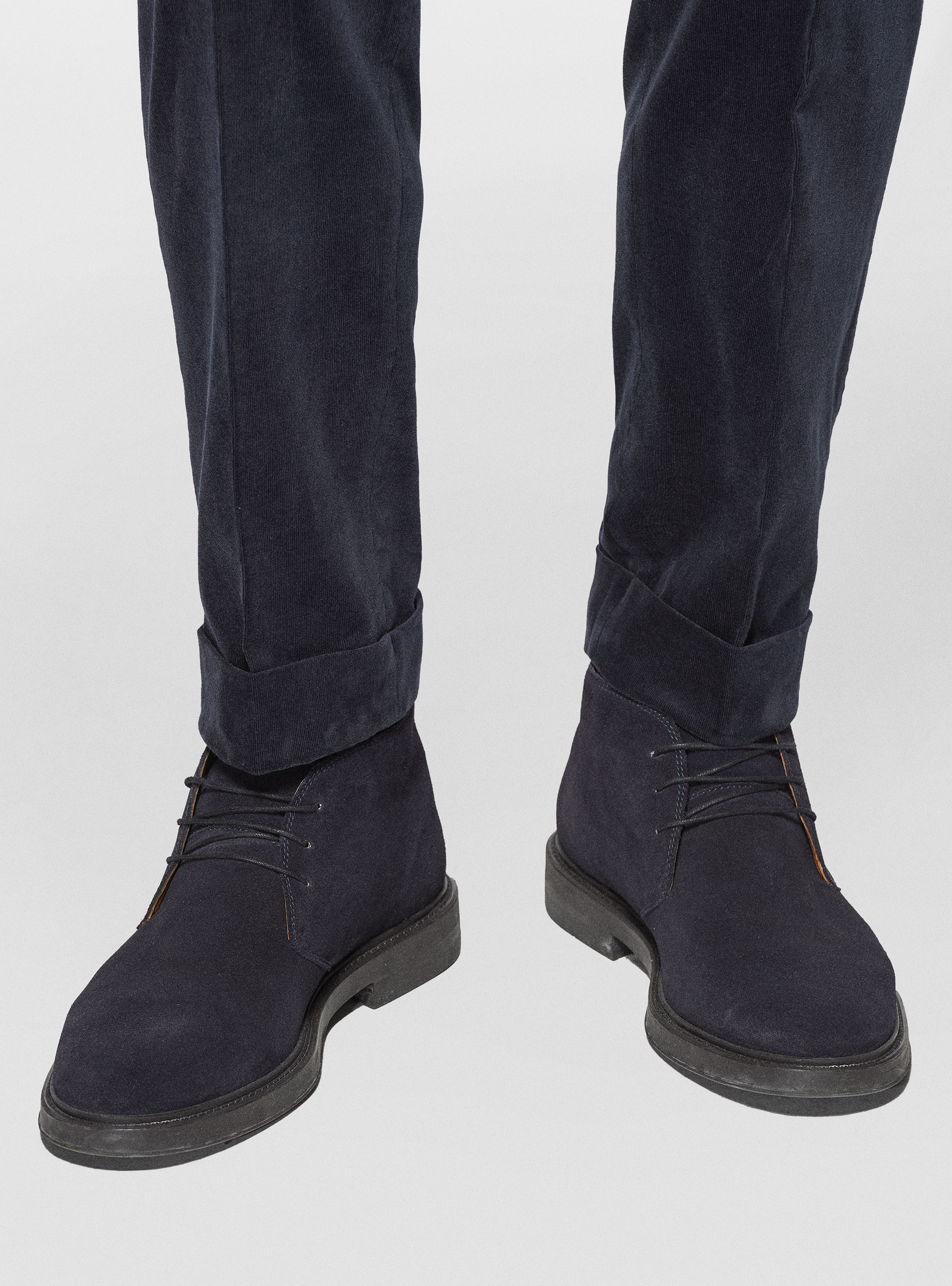 Pantaloni con elastico in velluto millerighe, BLU NAVY