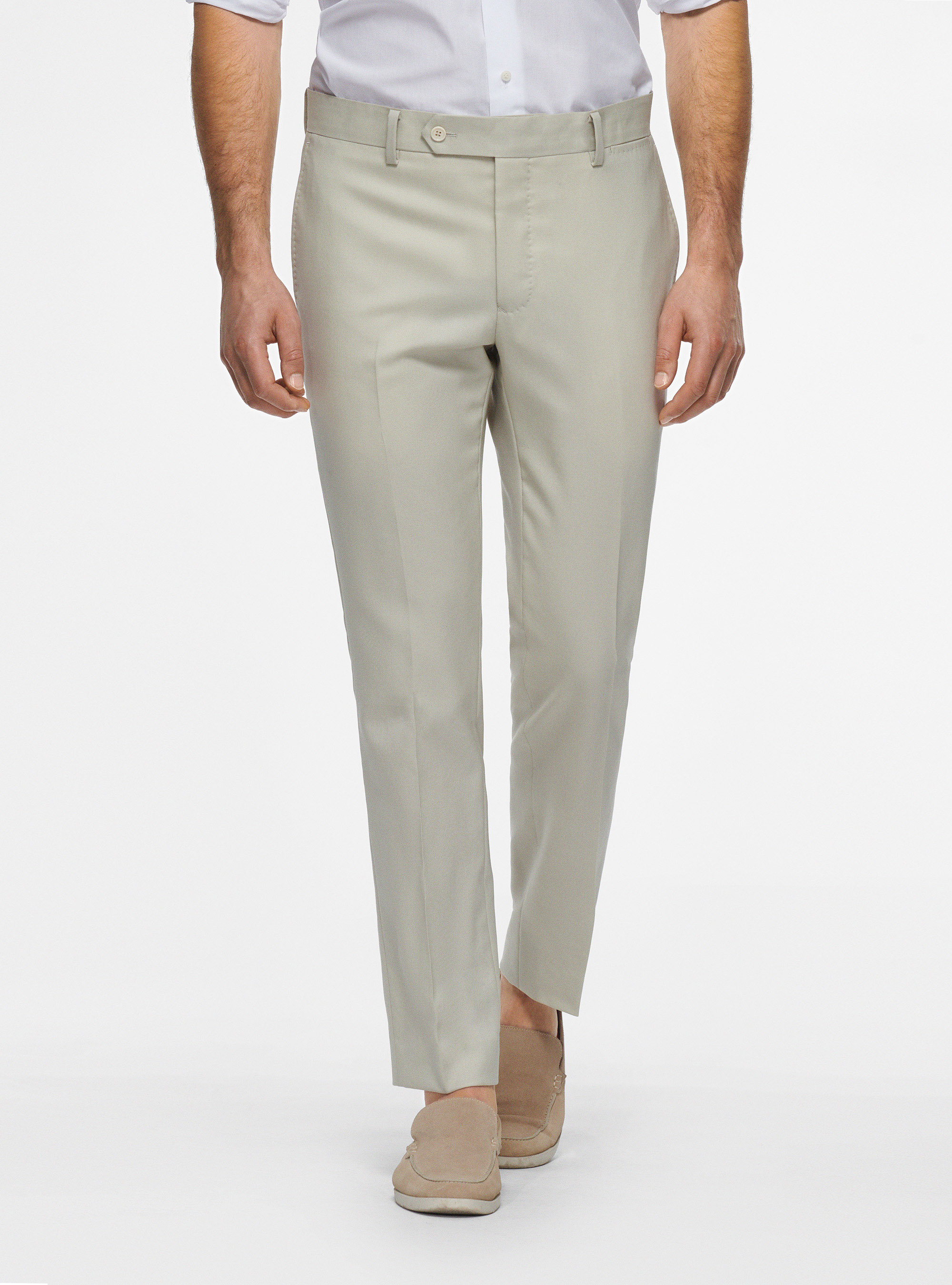 Pantaloni in pura lana Vitale Barberis Canonico, PANNA