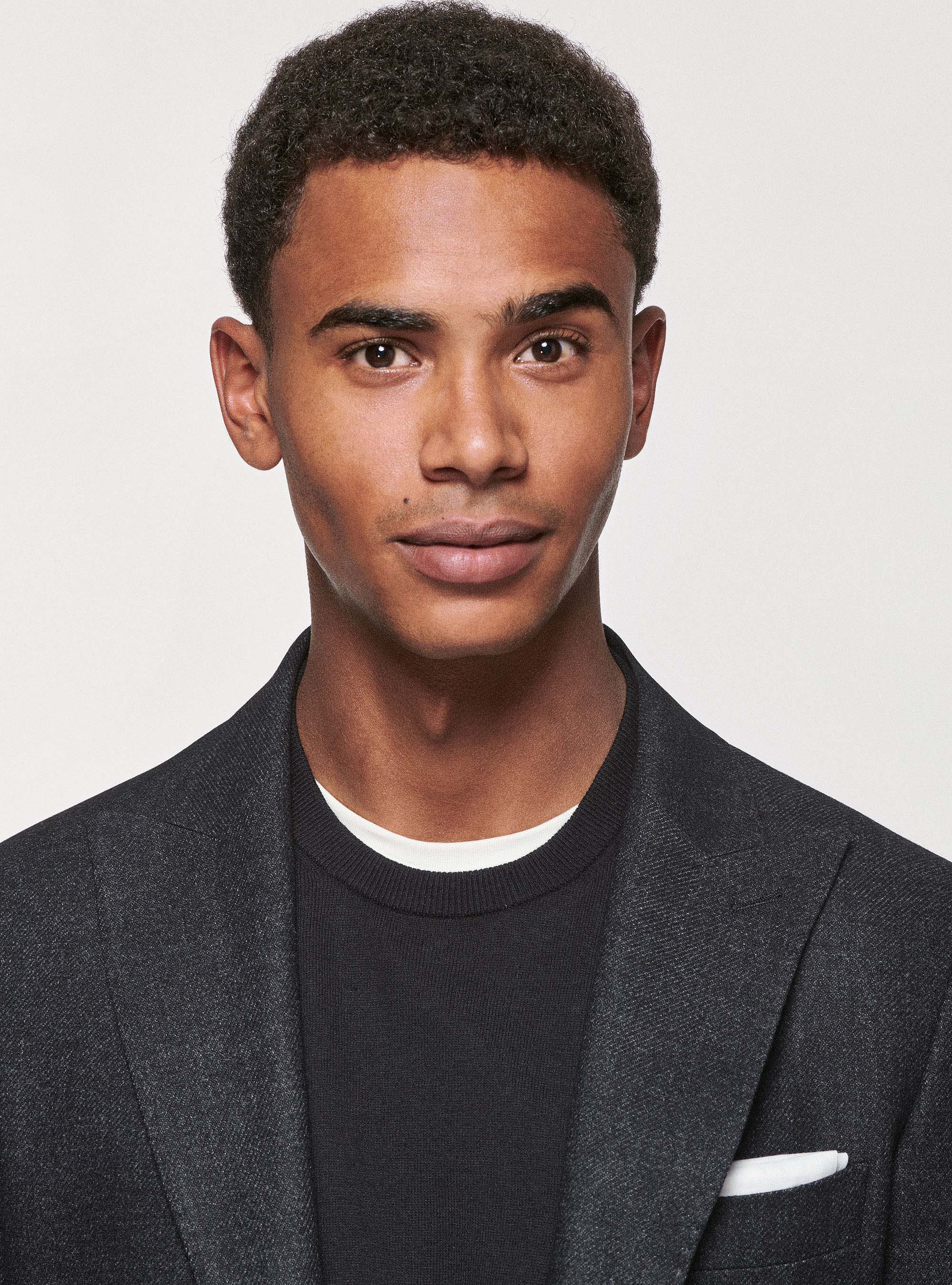 Giacca in flanella di lana Duemilagori con revers a lancia, NERO