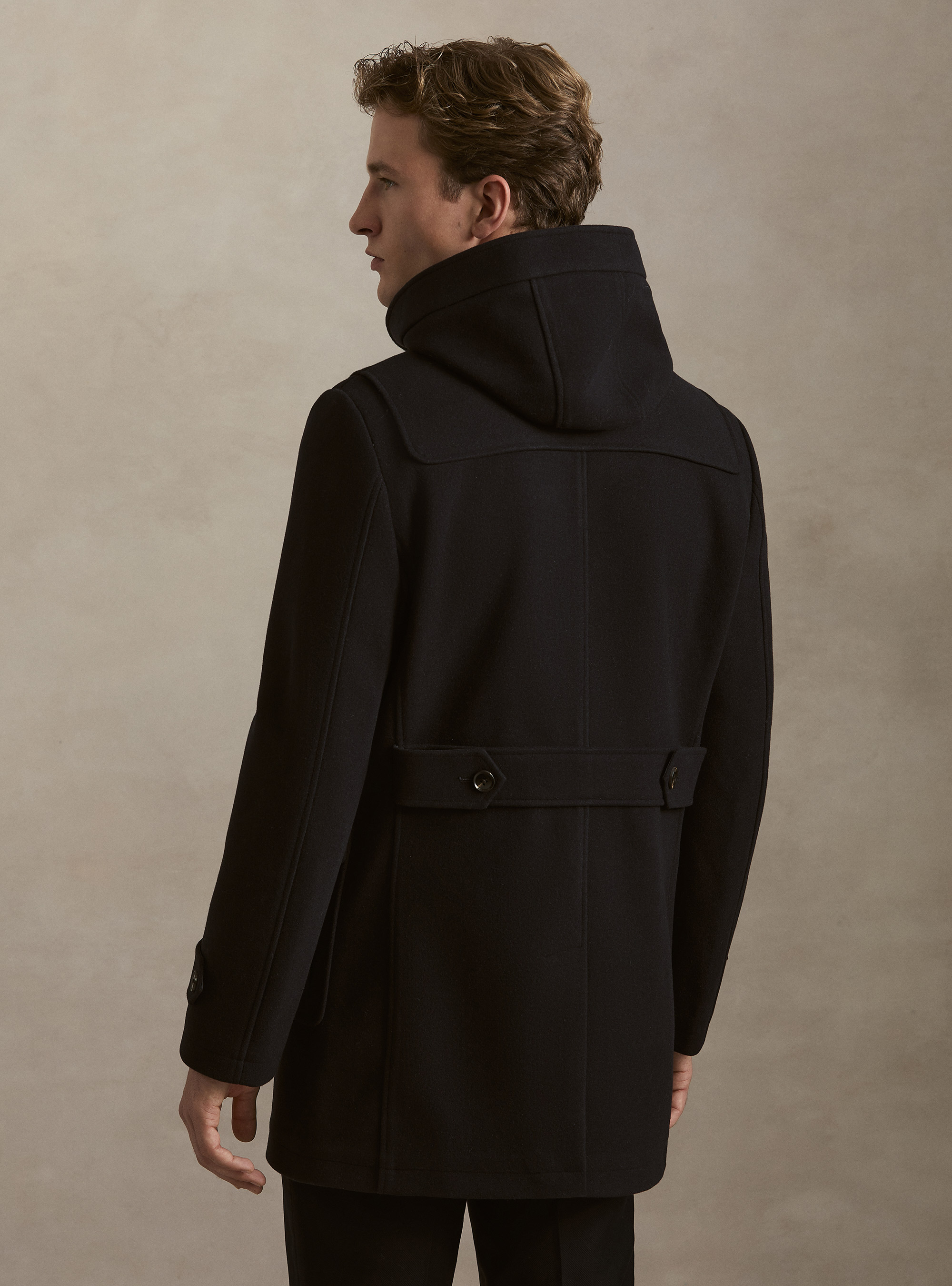 Montgomery con cappuccio in misto lana, BLU NAVY