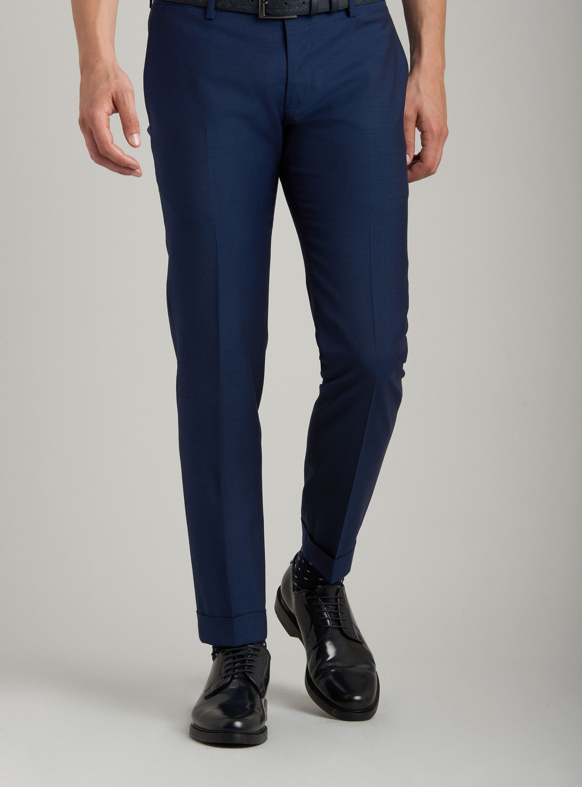 Gutteridge - Pantaloni per abito in fresco lana super fine 120's, Unisex, Basalto, Taglia: 50