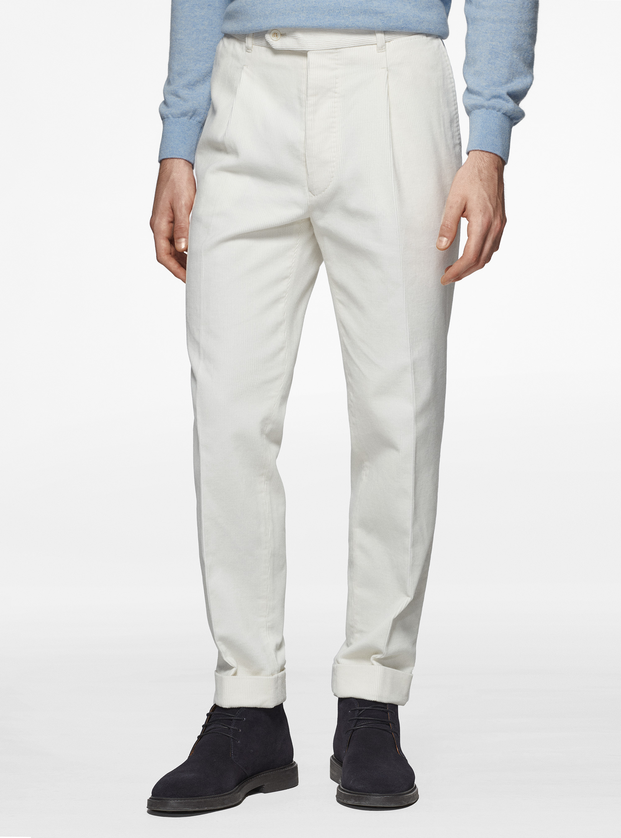 Corduroy trousers with elasticated waistband