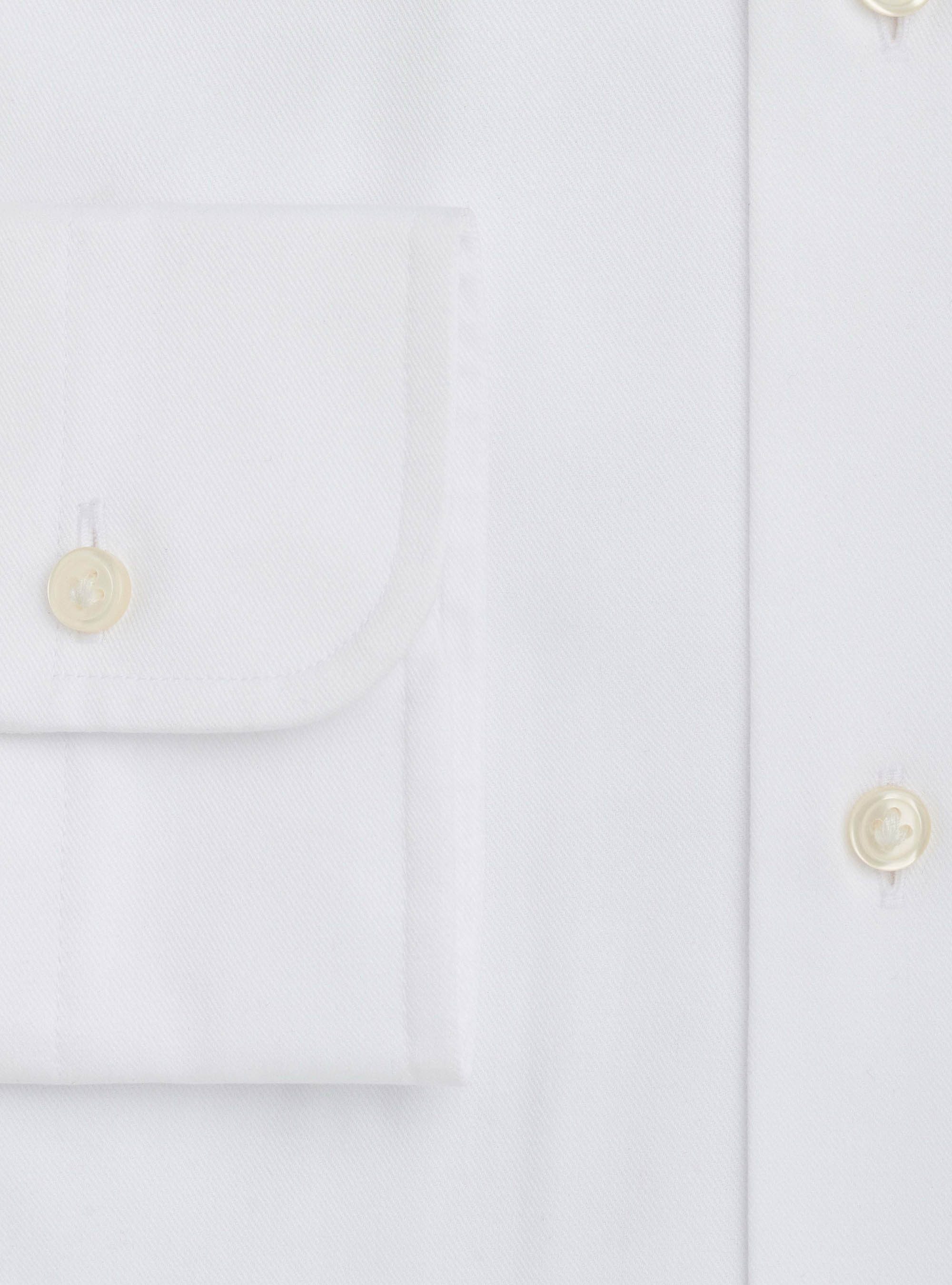 Camisa de sarga de algod&oacute;n con cuello semiabierto, BLANCO