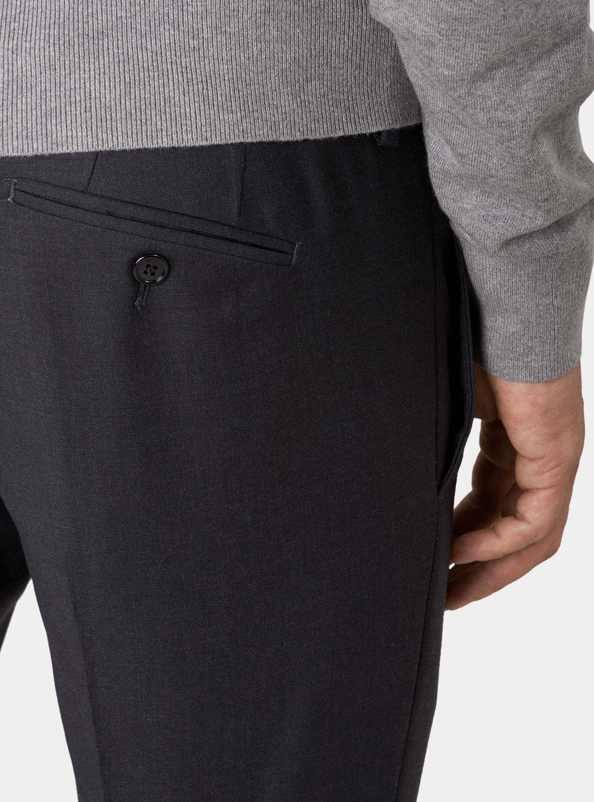Pantaloni per abito drop 4 in fresco lana, ASFALTO
