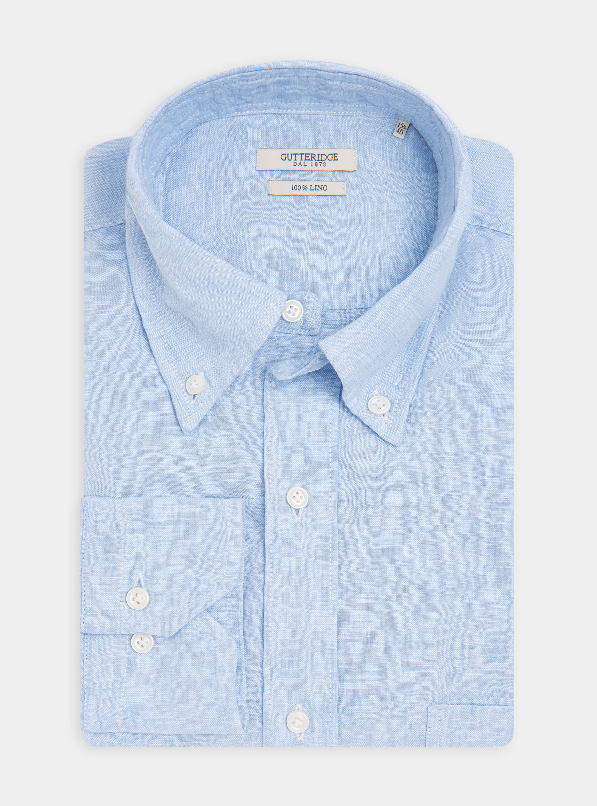Camisa de lino puro con cuello abotonado | GutteridgeEU | catalog ...