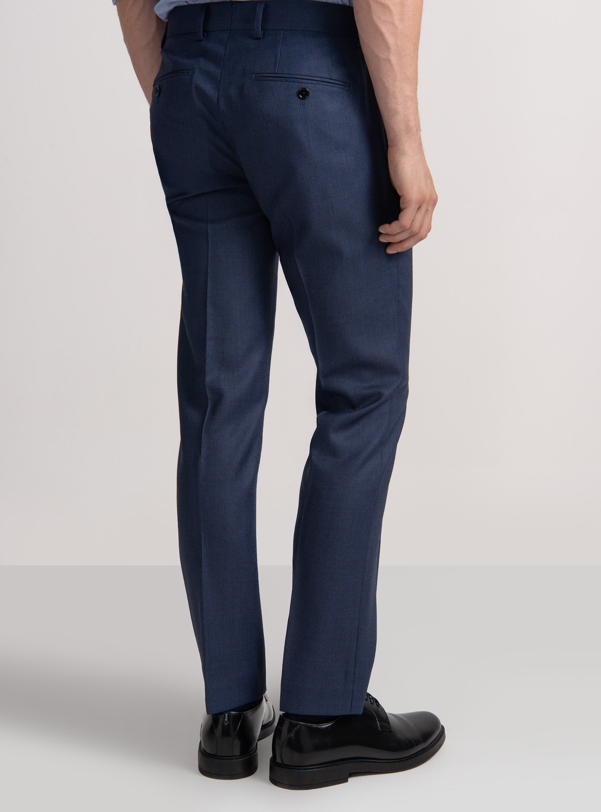 Pantaloni per abito in lana occhio di pernice Vitale Barberis Canonico, INCHIOSTRO