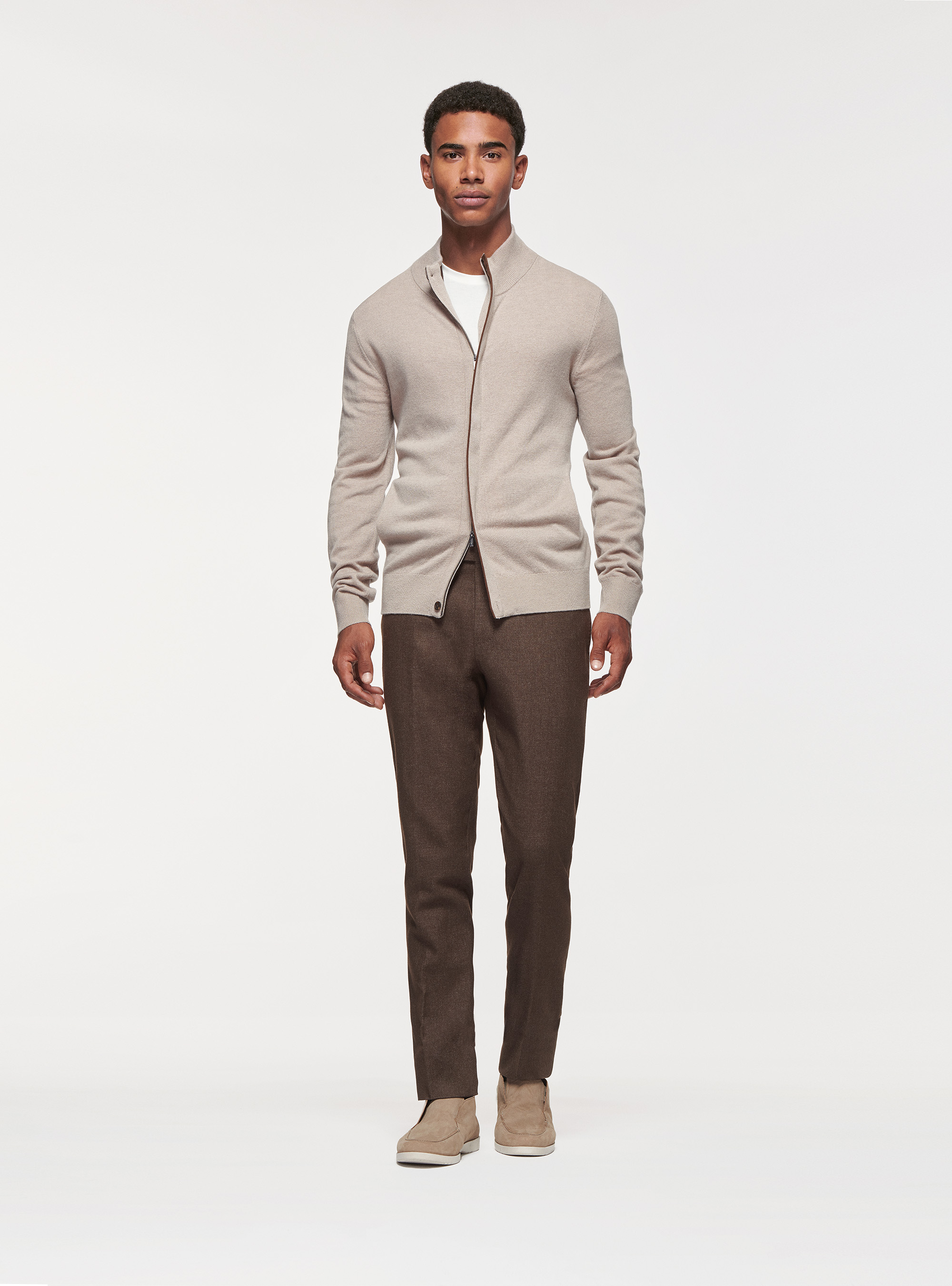 Cardigan in maglia in lana lambswool e cashmere, SABBIA