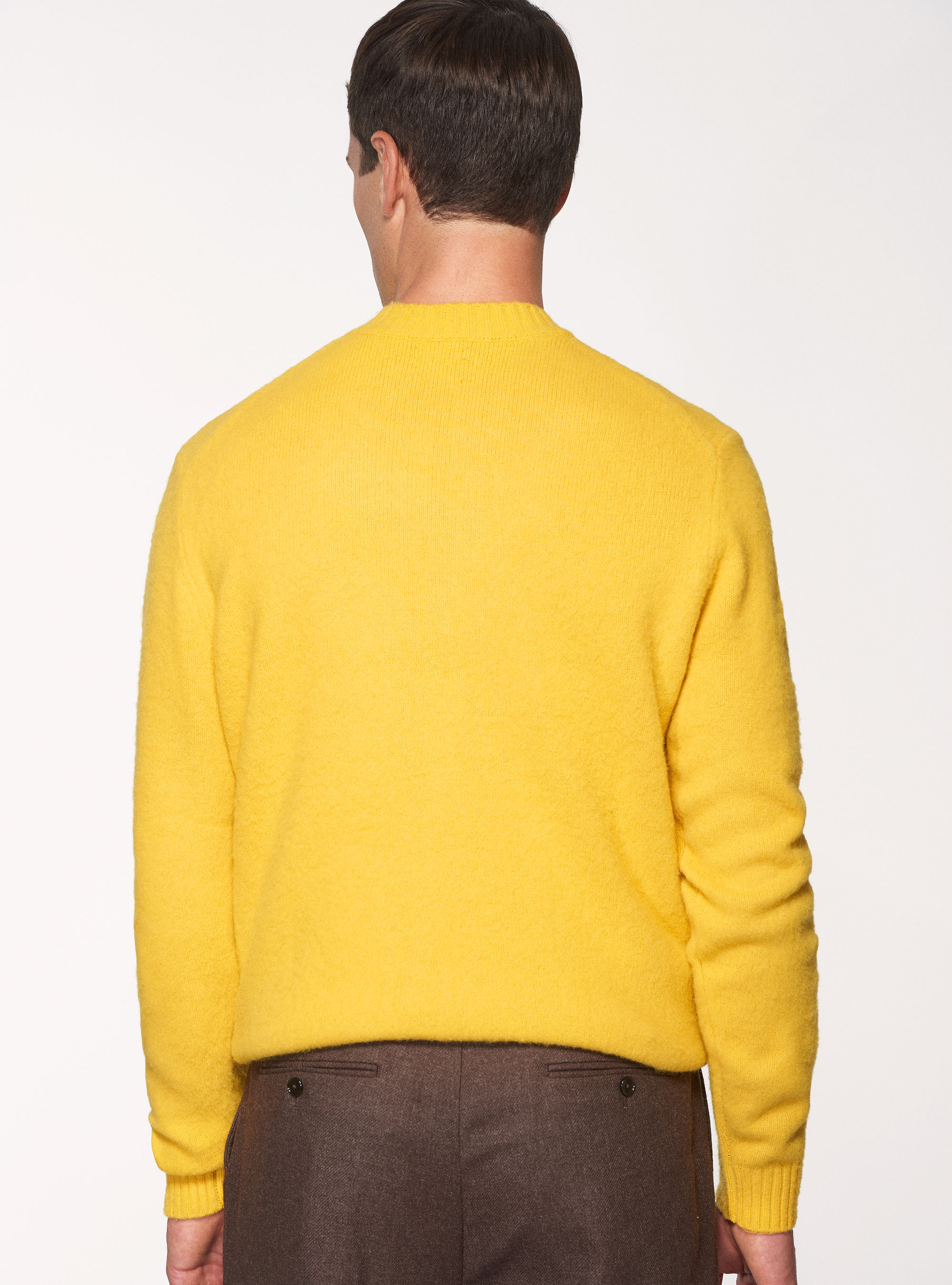 Maglia girocollo in misto lana brushed, 0711C OCRA