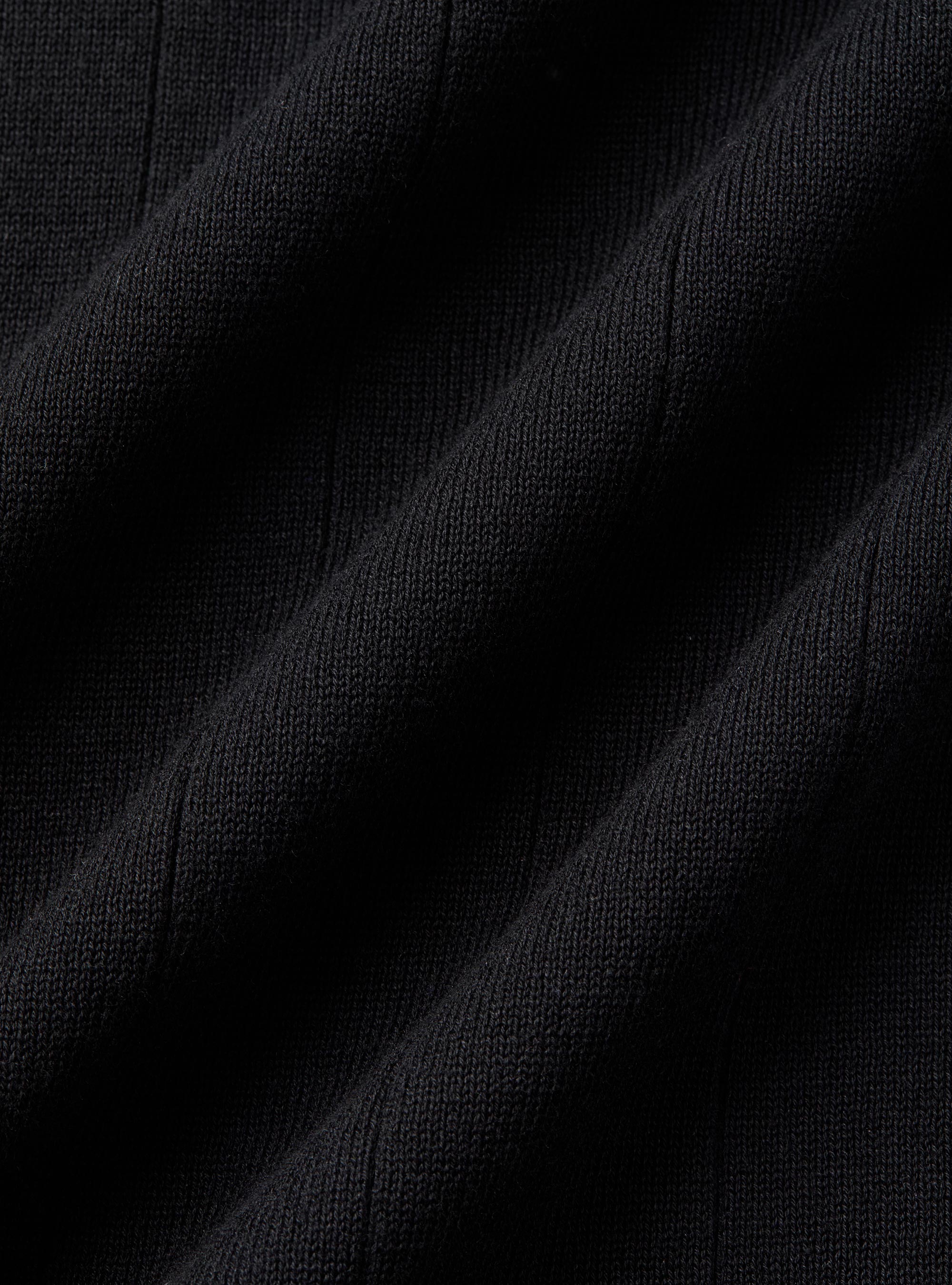 Long-sleeved knit polo shirt, BLACK