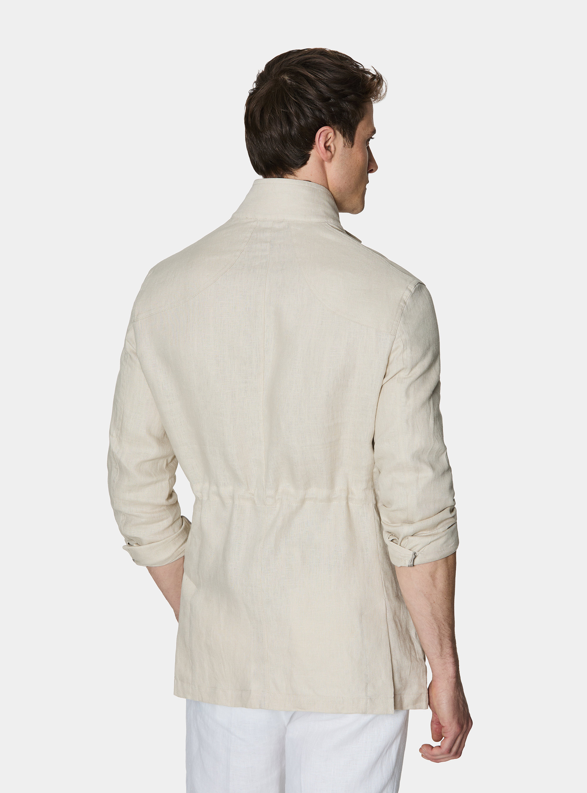 Field jacket in lino, ECRU