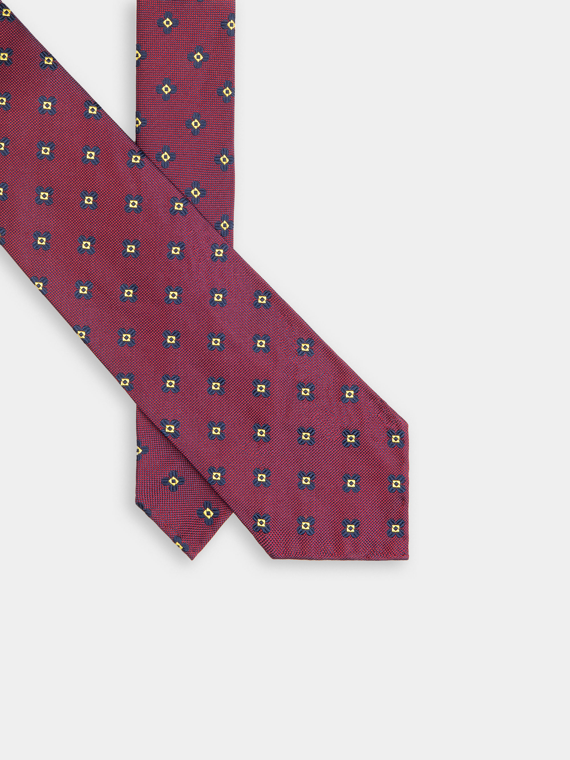 Cravatta in seta con motivo jacquard, BORDEAUX