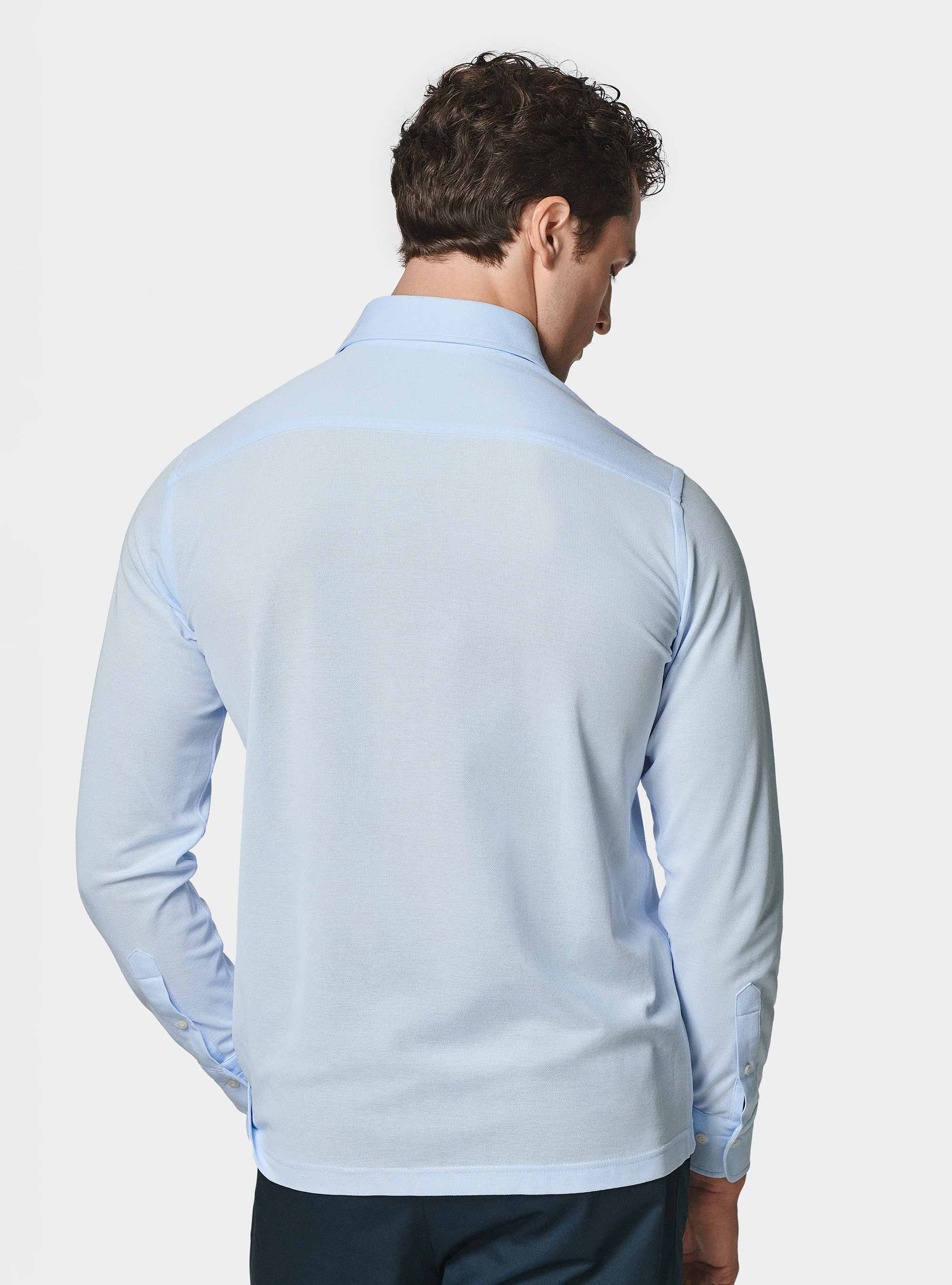 Camicia a polo GT01 in misto cotone piquet, AZZURRO