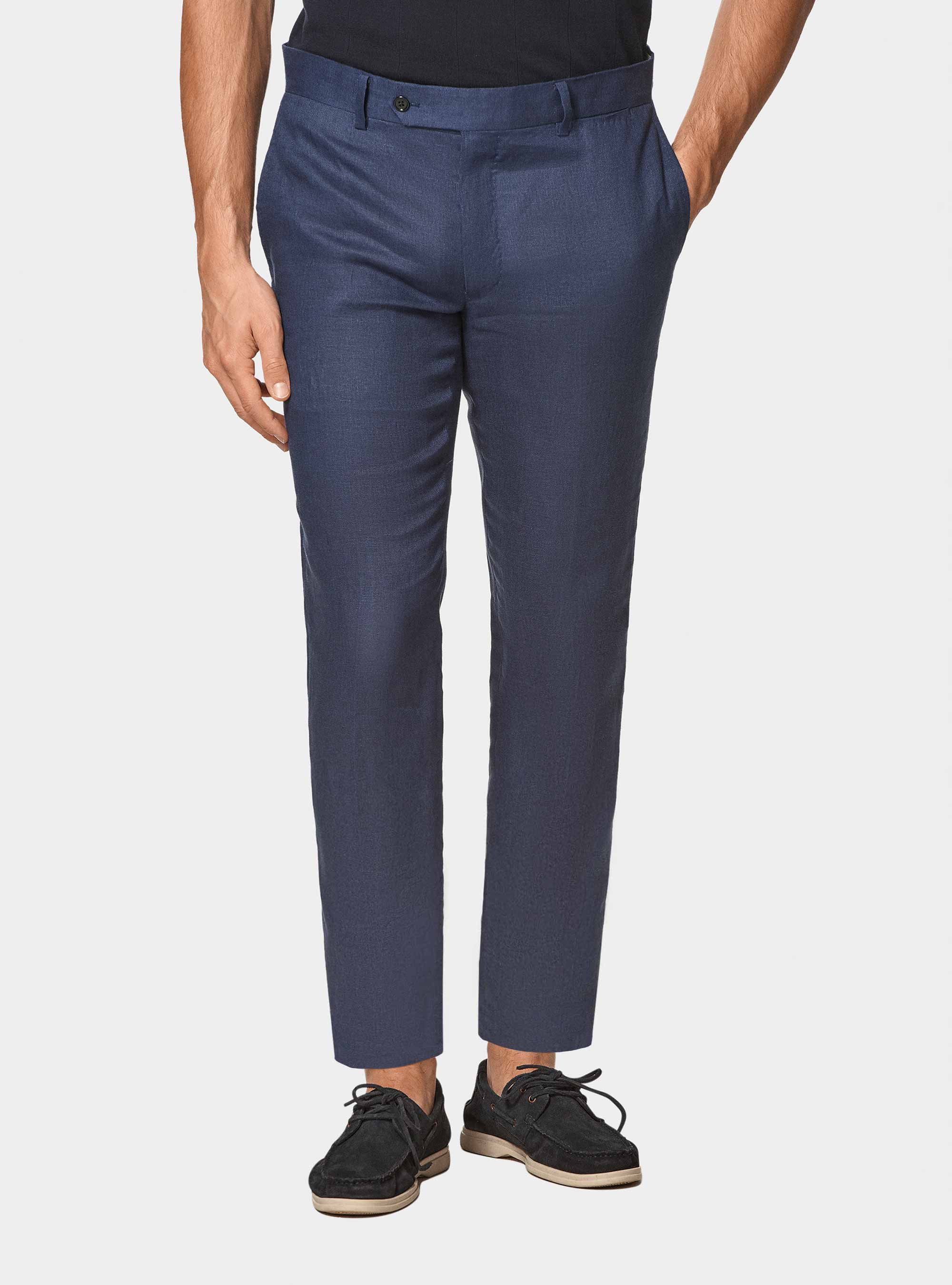 Pantaloni abito in puro lino, BLU