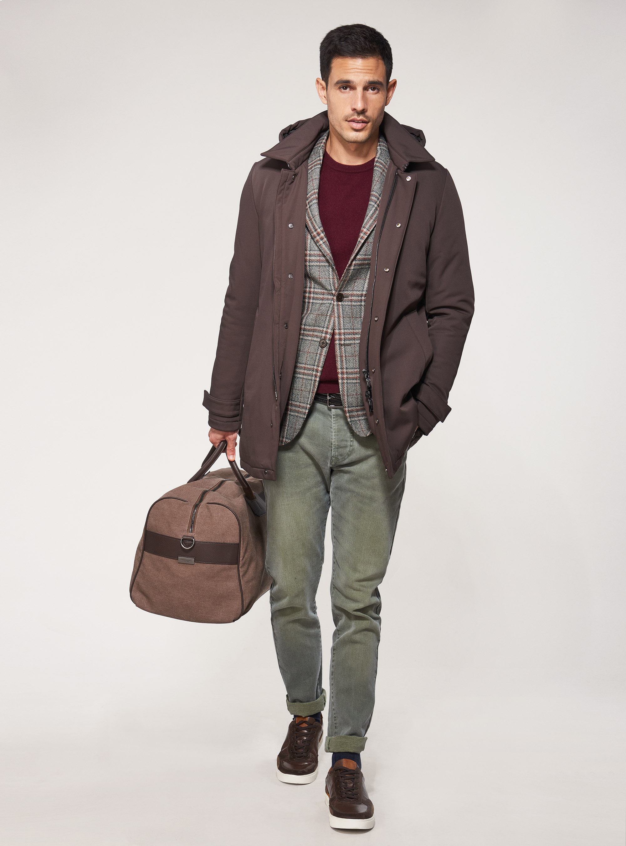 Veste en tissu technique imperm&eacute;able et coupe-vent, MARRON