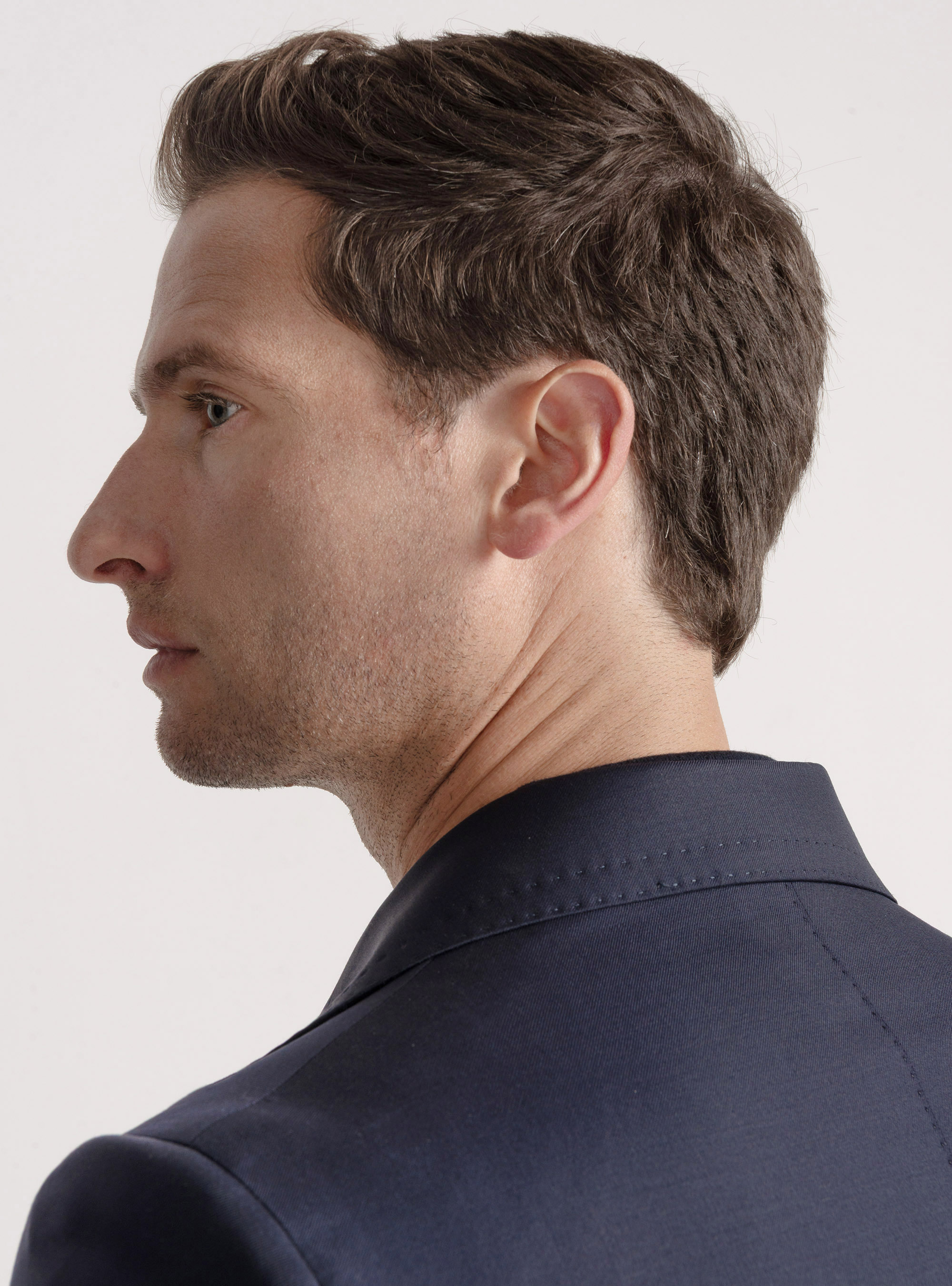 Giacca doppiopetto con bottone metallo in lana Vitale Barberis Canonico, BLU NAVY