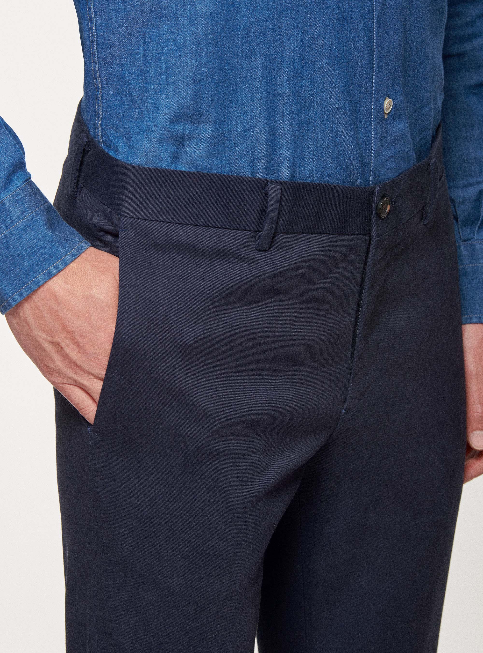 Pantaloni in cotone smerigliato, BLU NAVY